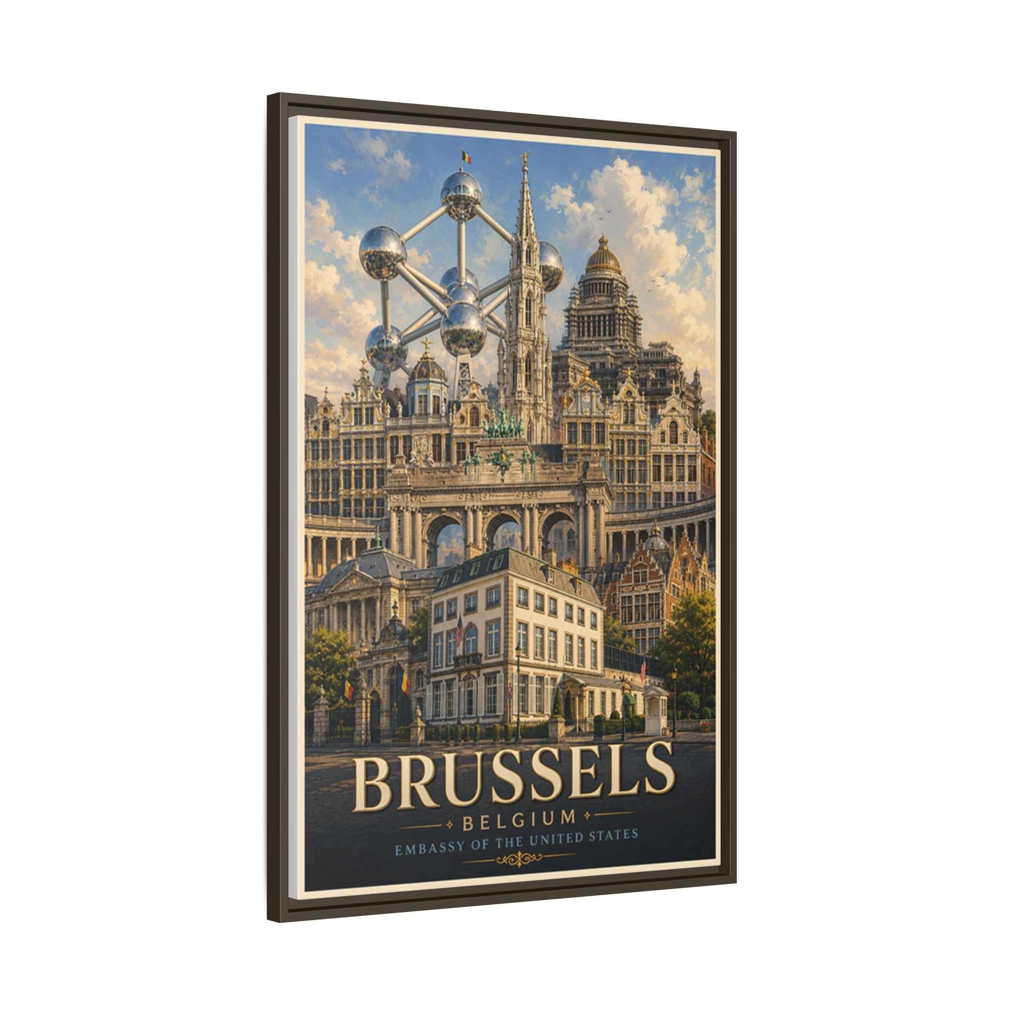 Brussels Embassy Wrapped Canvas Framed