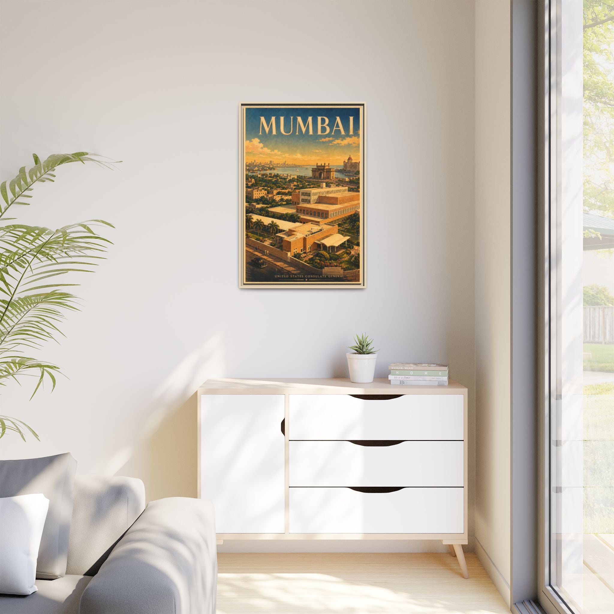 Mumbai Consulate General Wrapped Canvas Framed