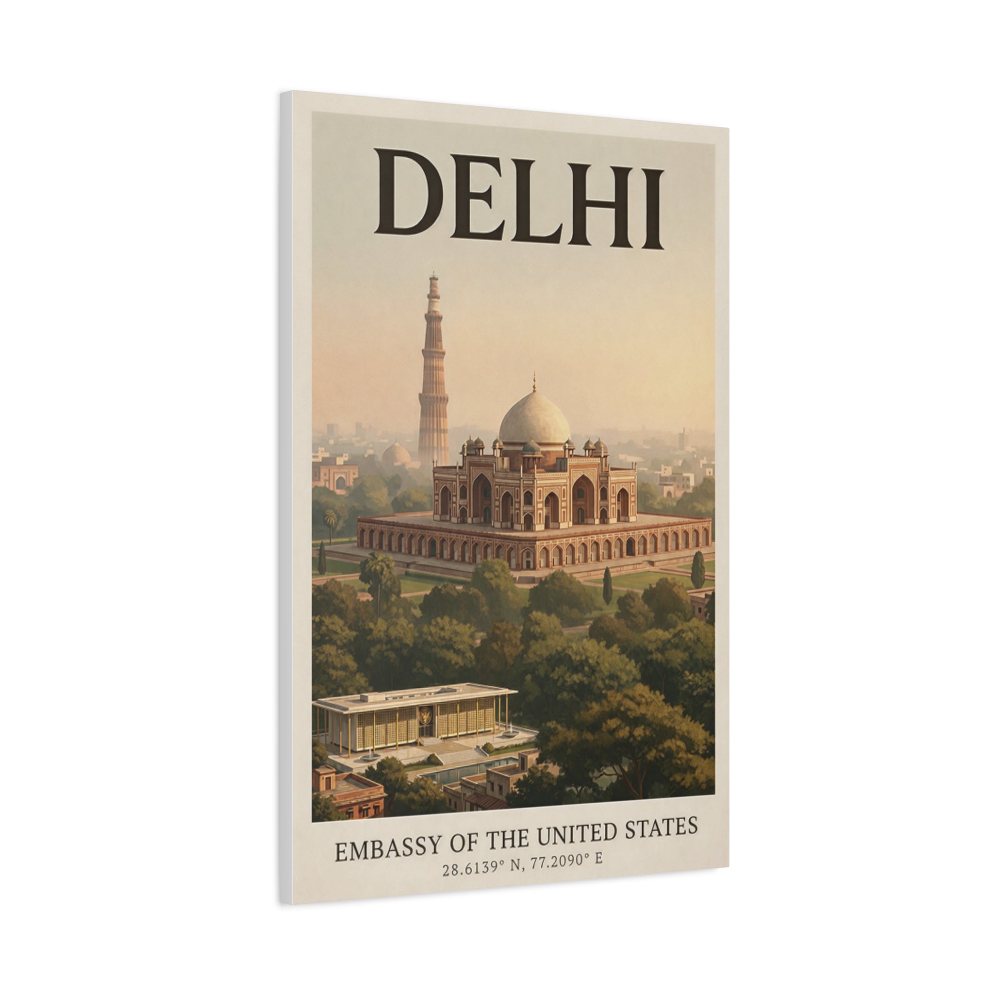 Delhi Embassy Wrapped Canvas
