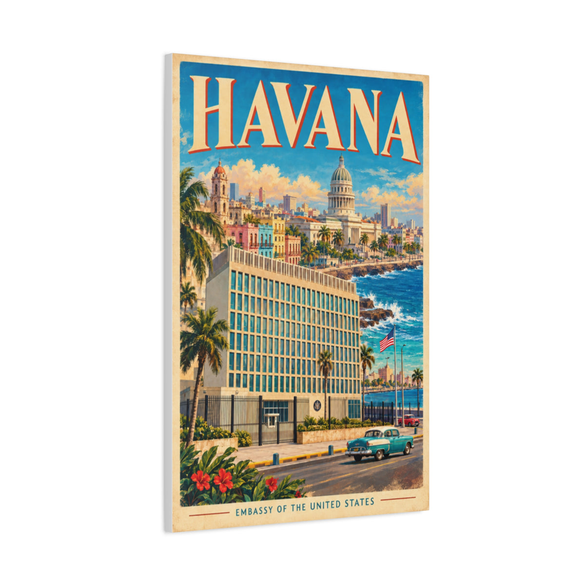 Havana Embassy Wrapped Canvas