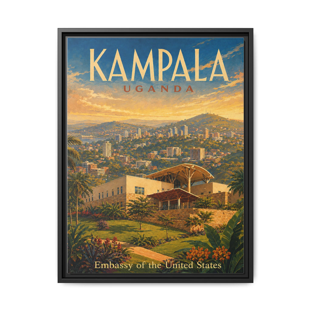 Kampala Uganda Embassy Wrapped Canvas Framed