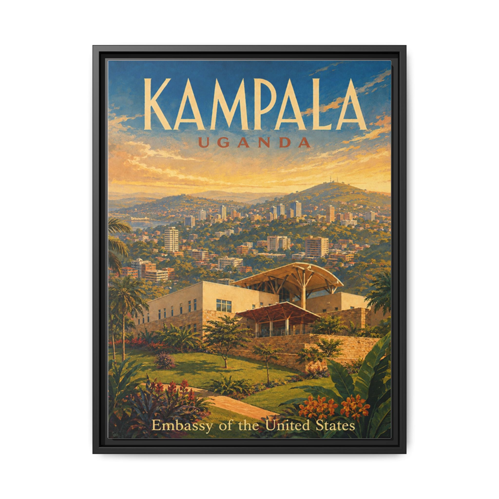 Kampala Uganda Embassy Wrapped Canvas Framed