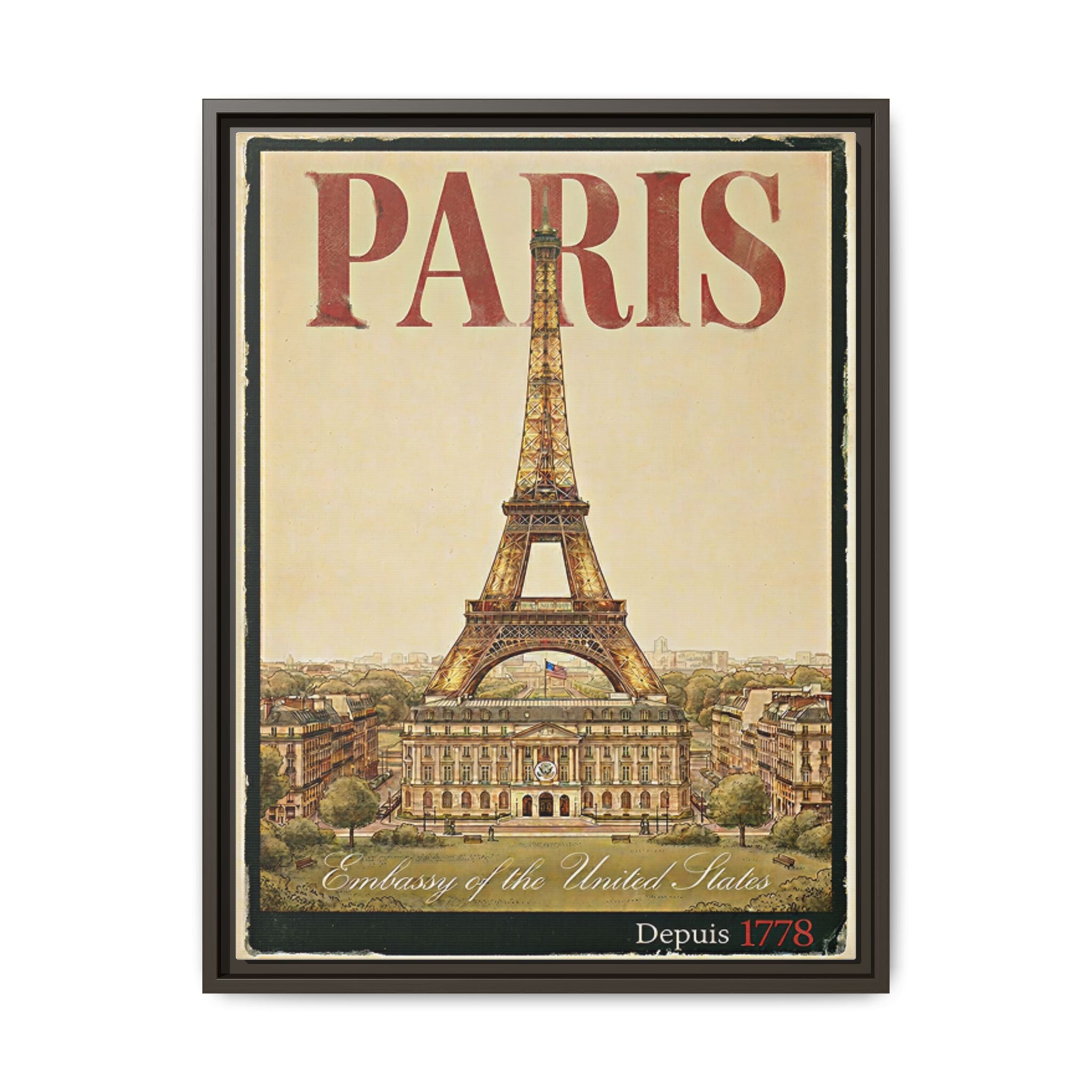 Paris Embassy Wrapped Canvas Framed