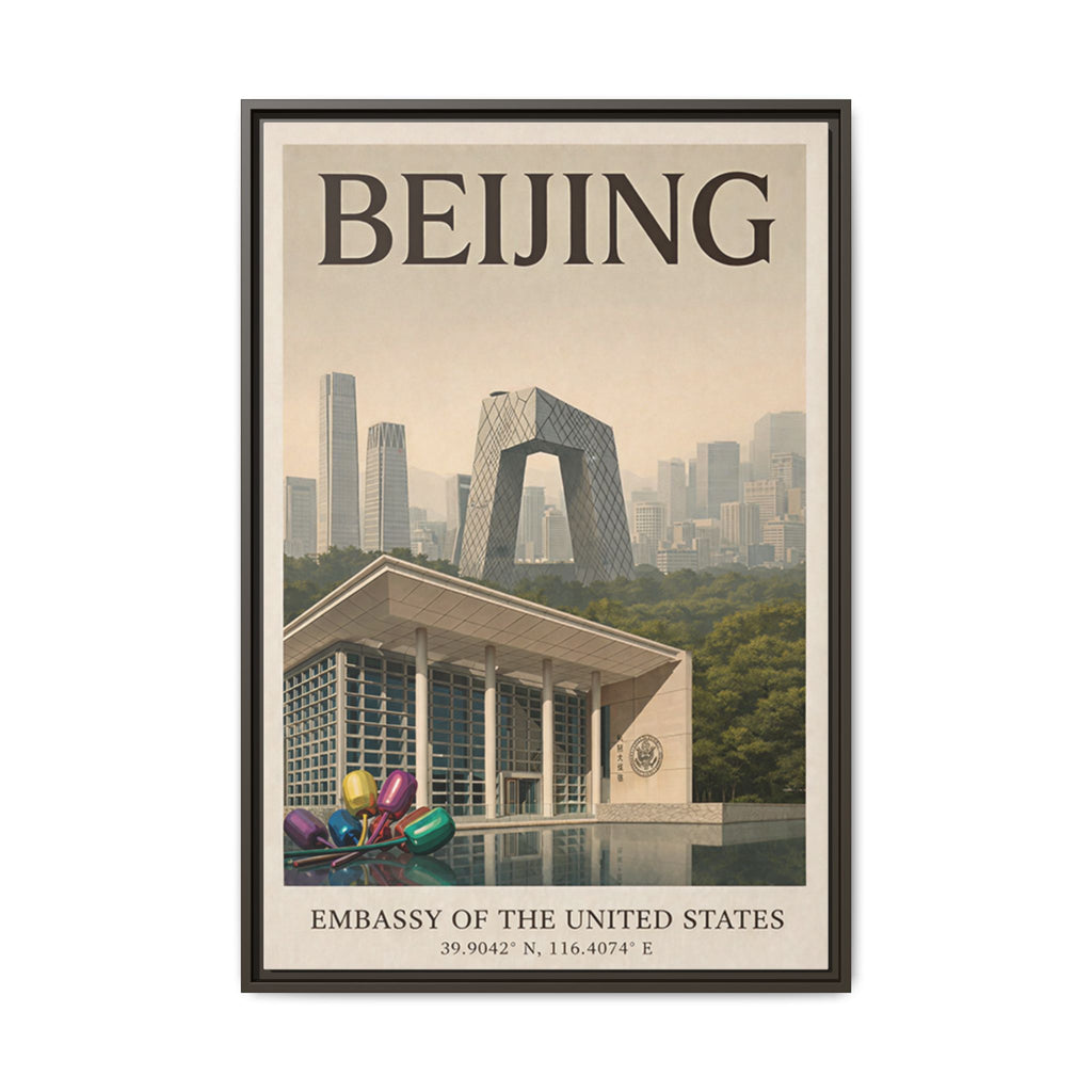 Beijing Embassy Wrapped Canvas Framed
