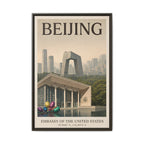 Beijing Embassy Wrapped Canvas Framed
