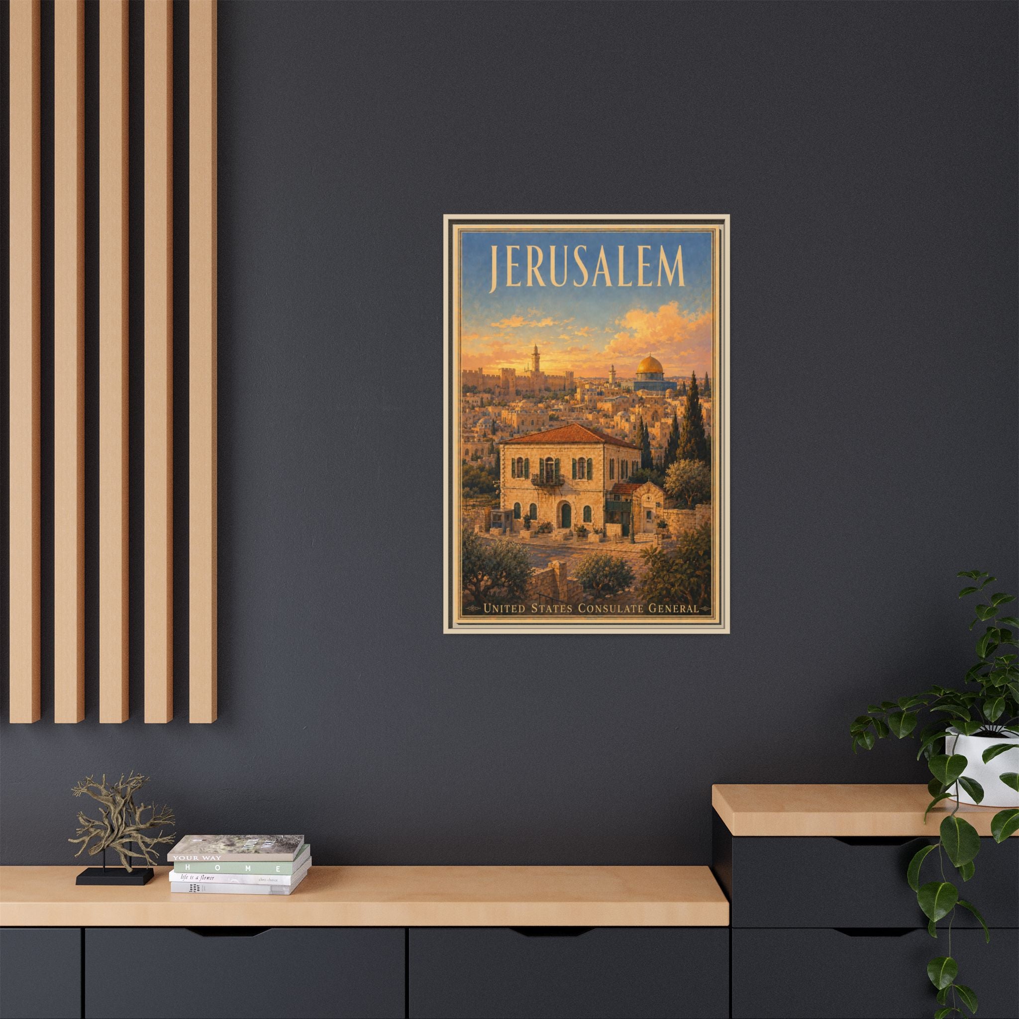 Jerusalem Consulate General Wrapped Canvas Framed