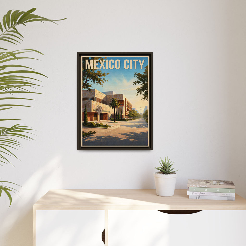 Mexico City Embassy Wrapped Canvas Framed