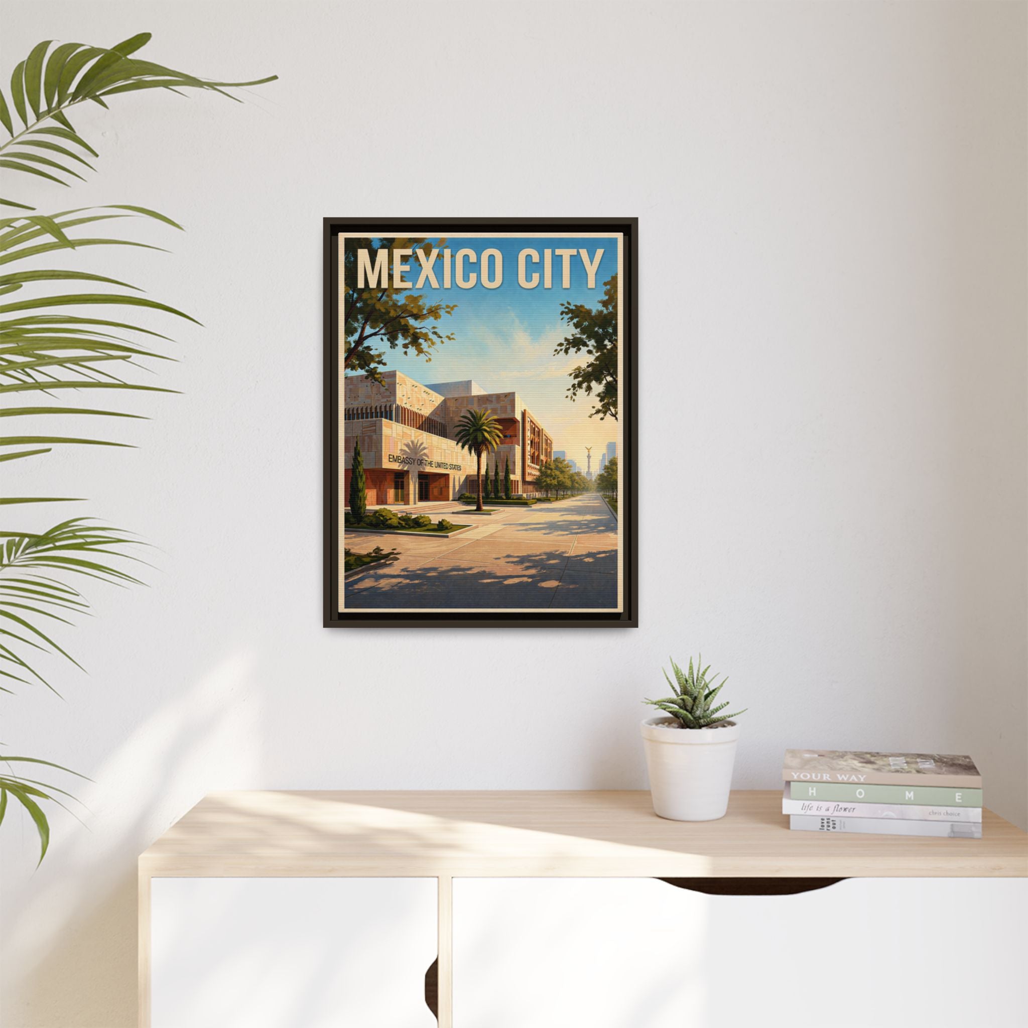 Mexico City Embassy Wrapped Canvas Framed