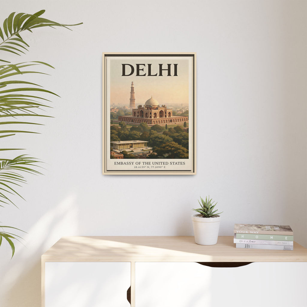 Delhi Embassy Wrapped Canvas Framed