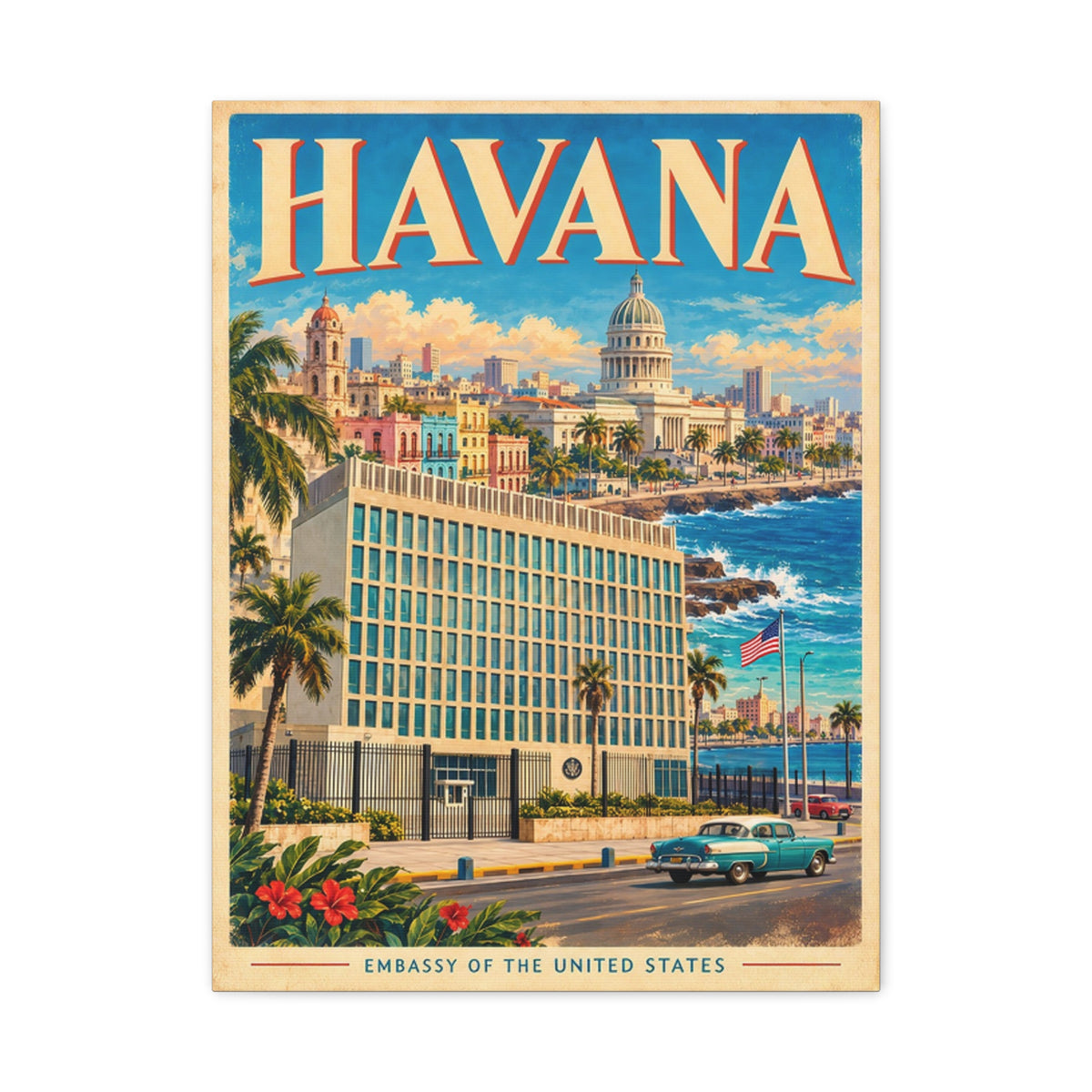 Havana Embassy Wrapped Canvas