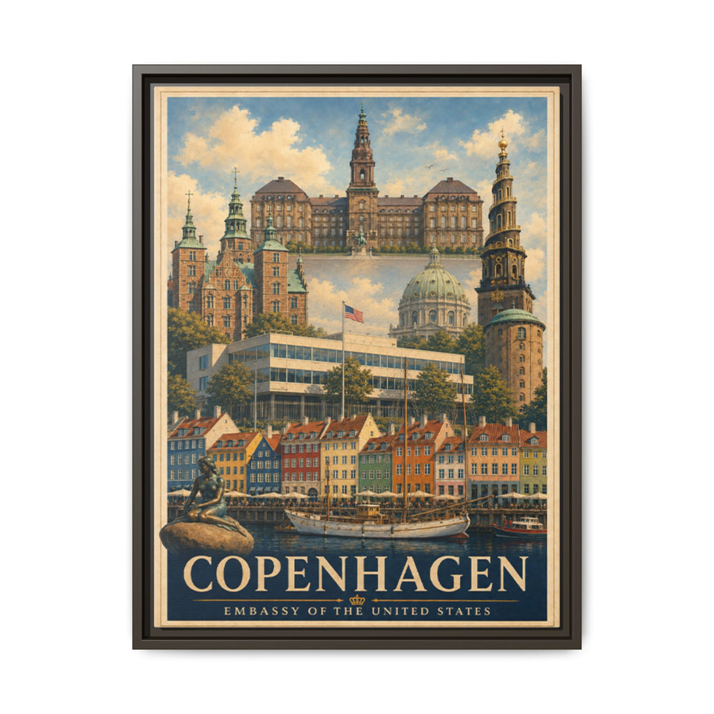 Copenhagen Embassy Wrapped Canvas Framed