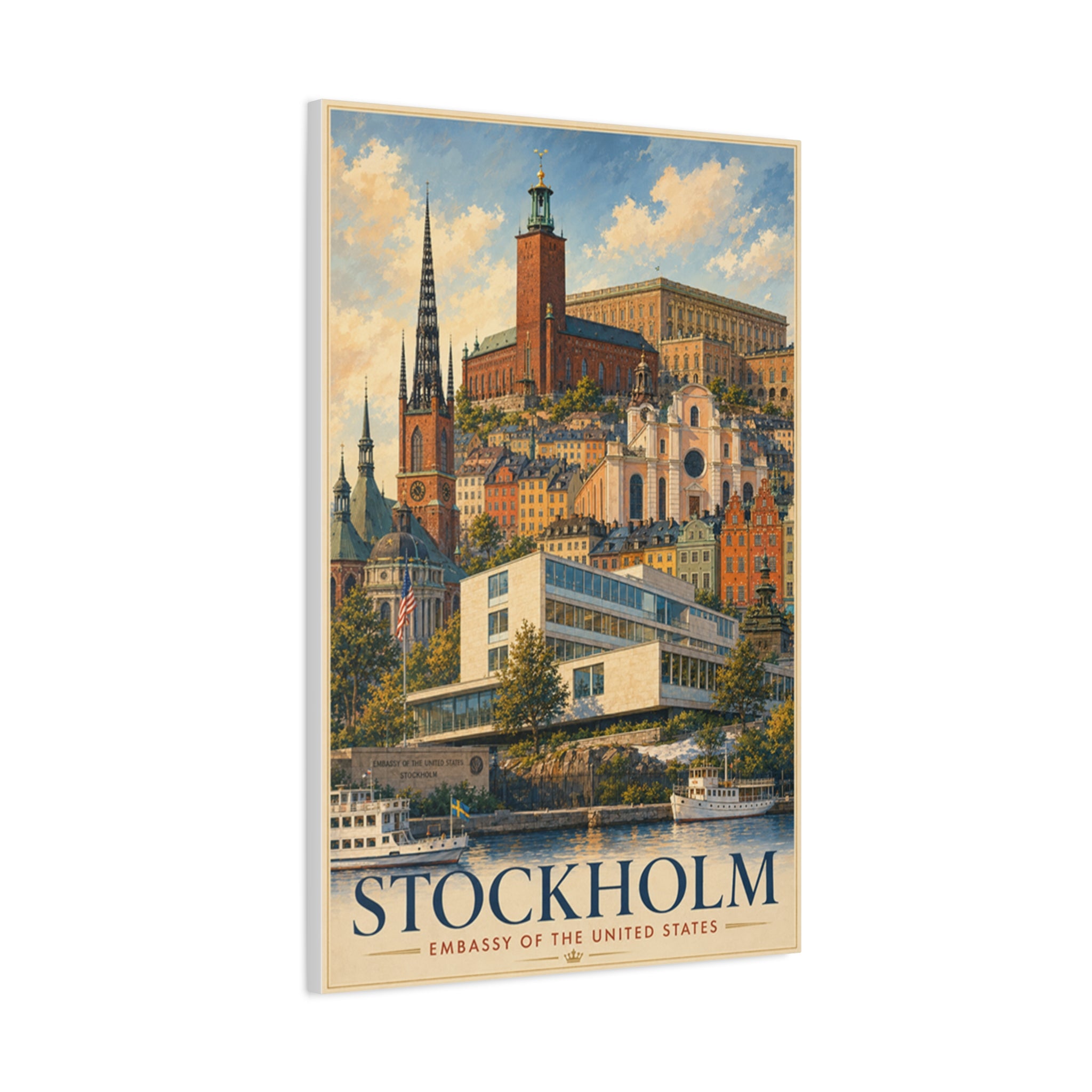 Stockholm Embassy Wrapped Canvas