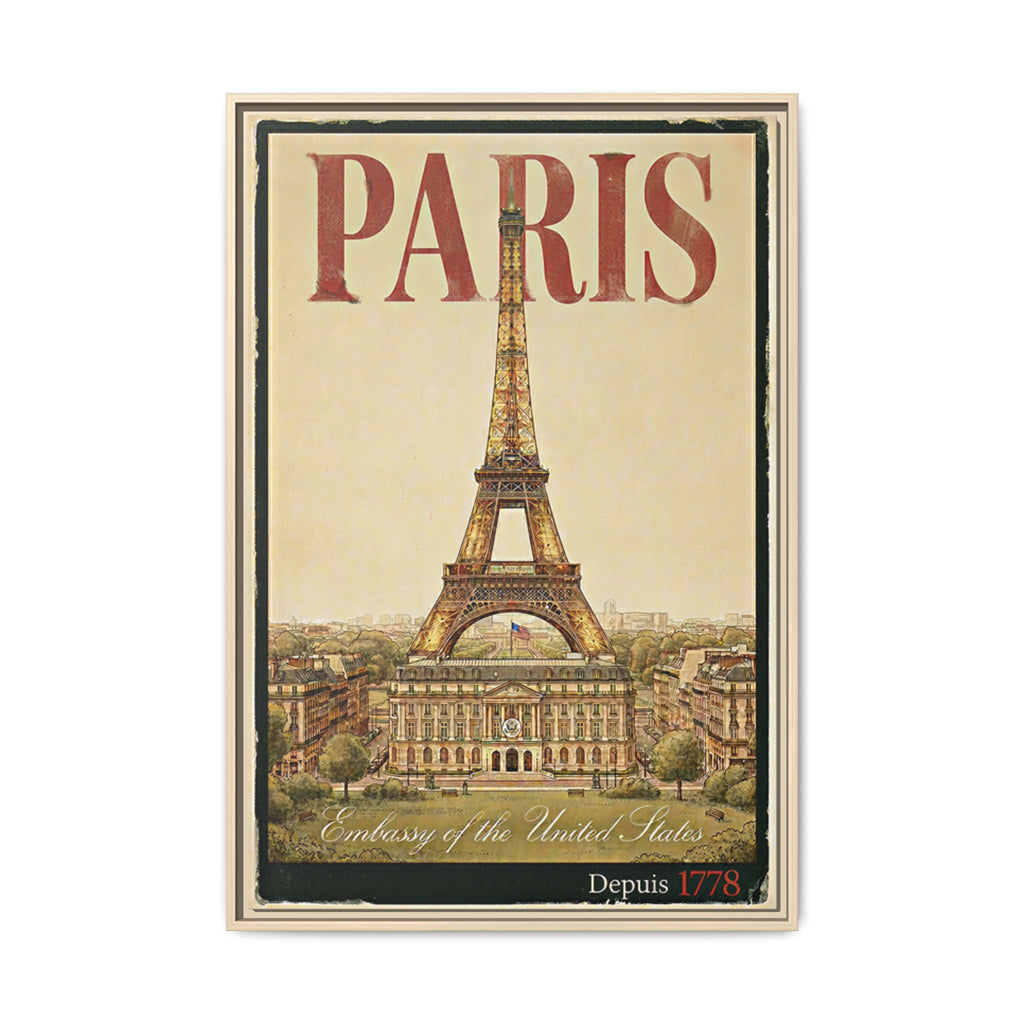 Paris Embassy Wrapped Canvas Framed