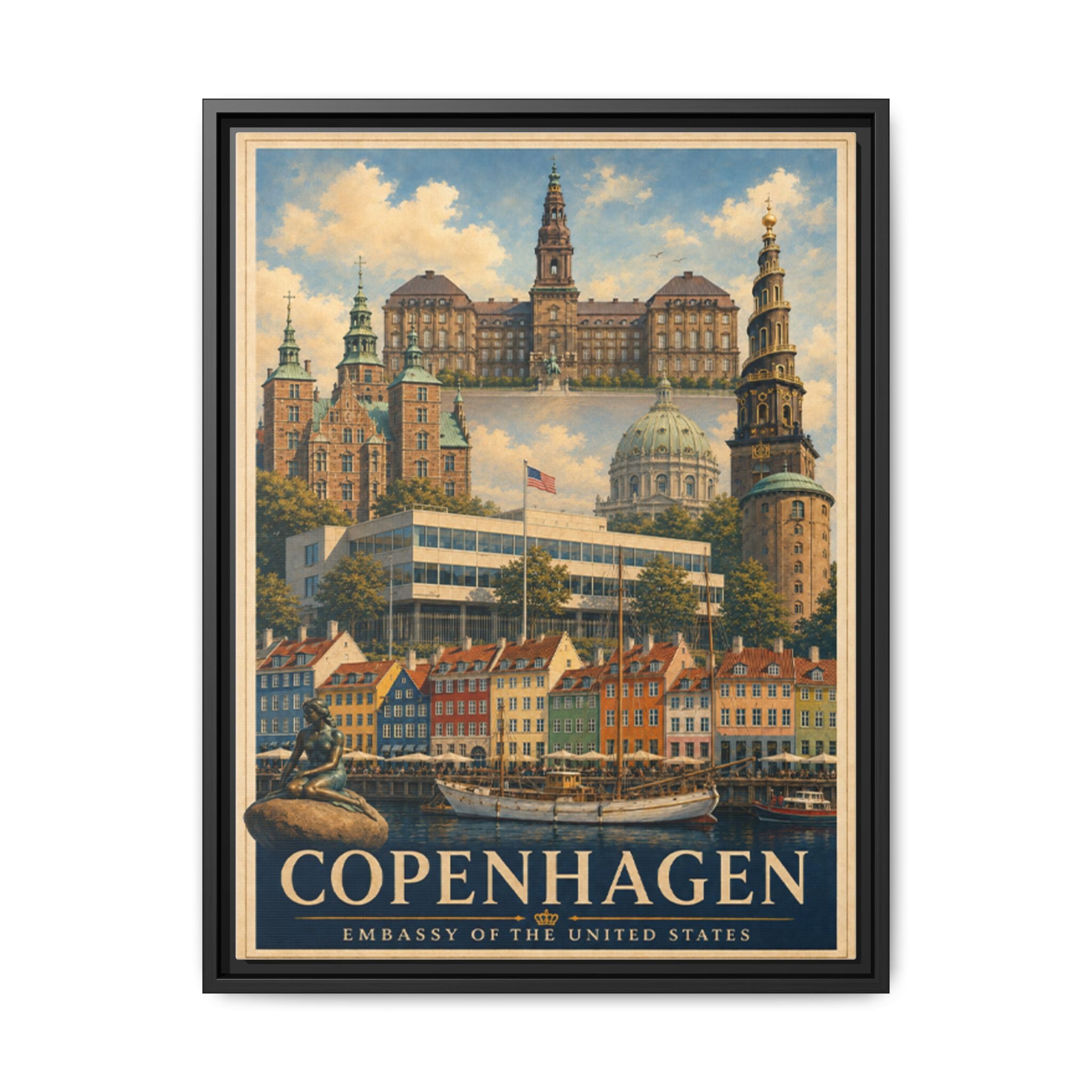 Copenhagen Embassy Wrapped Canvas Framed