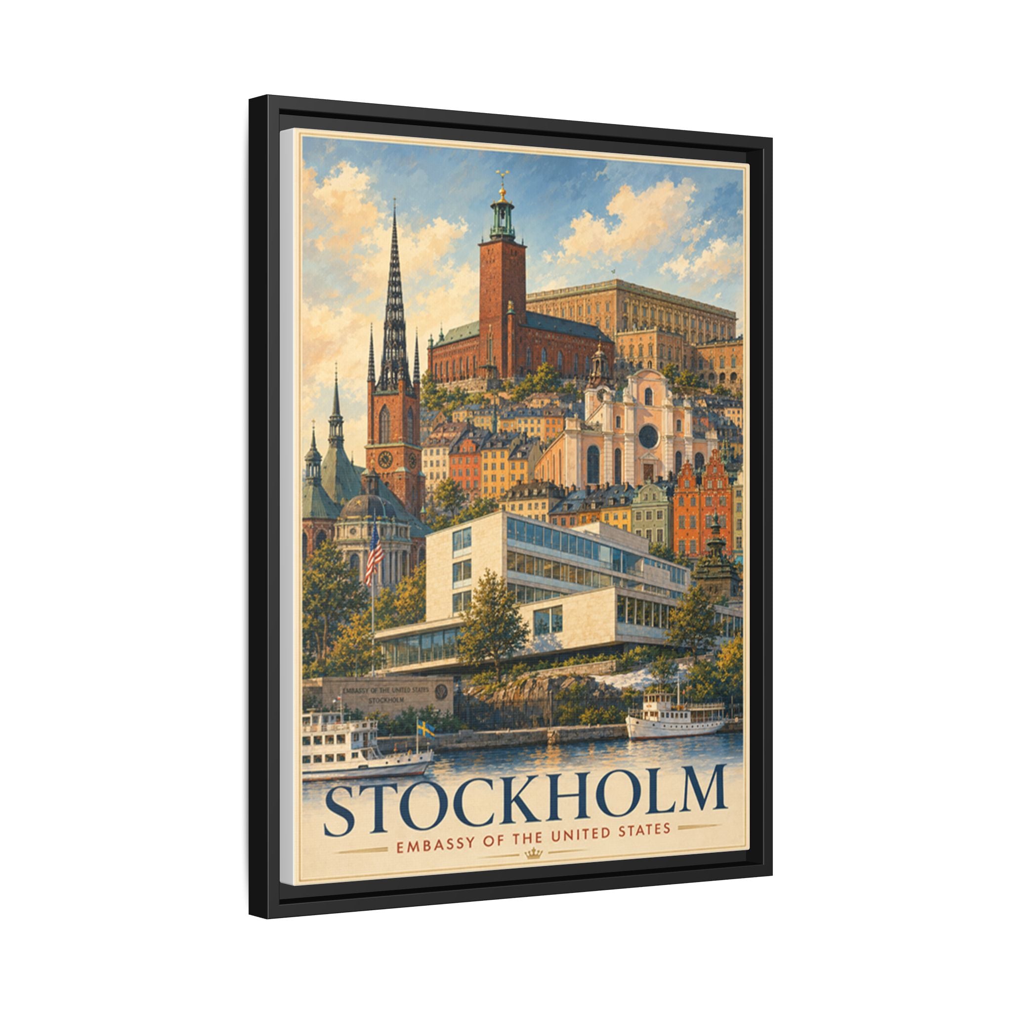 Stockholm Embassy Wrapped Canvas Framed