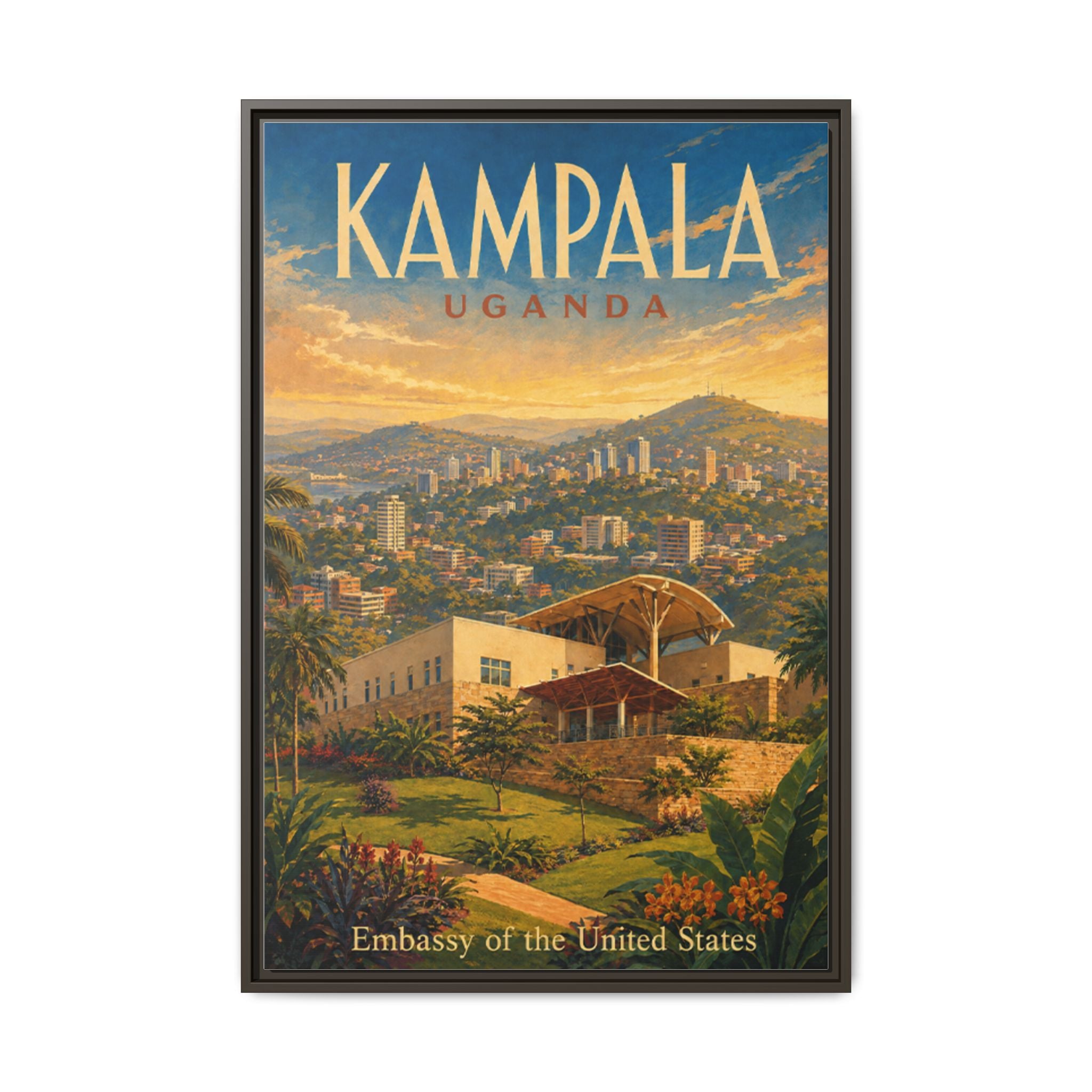 Kampala Uganda Embassy Wrapped Canvas Framed