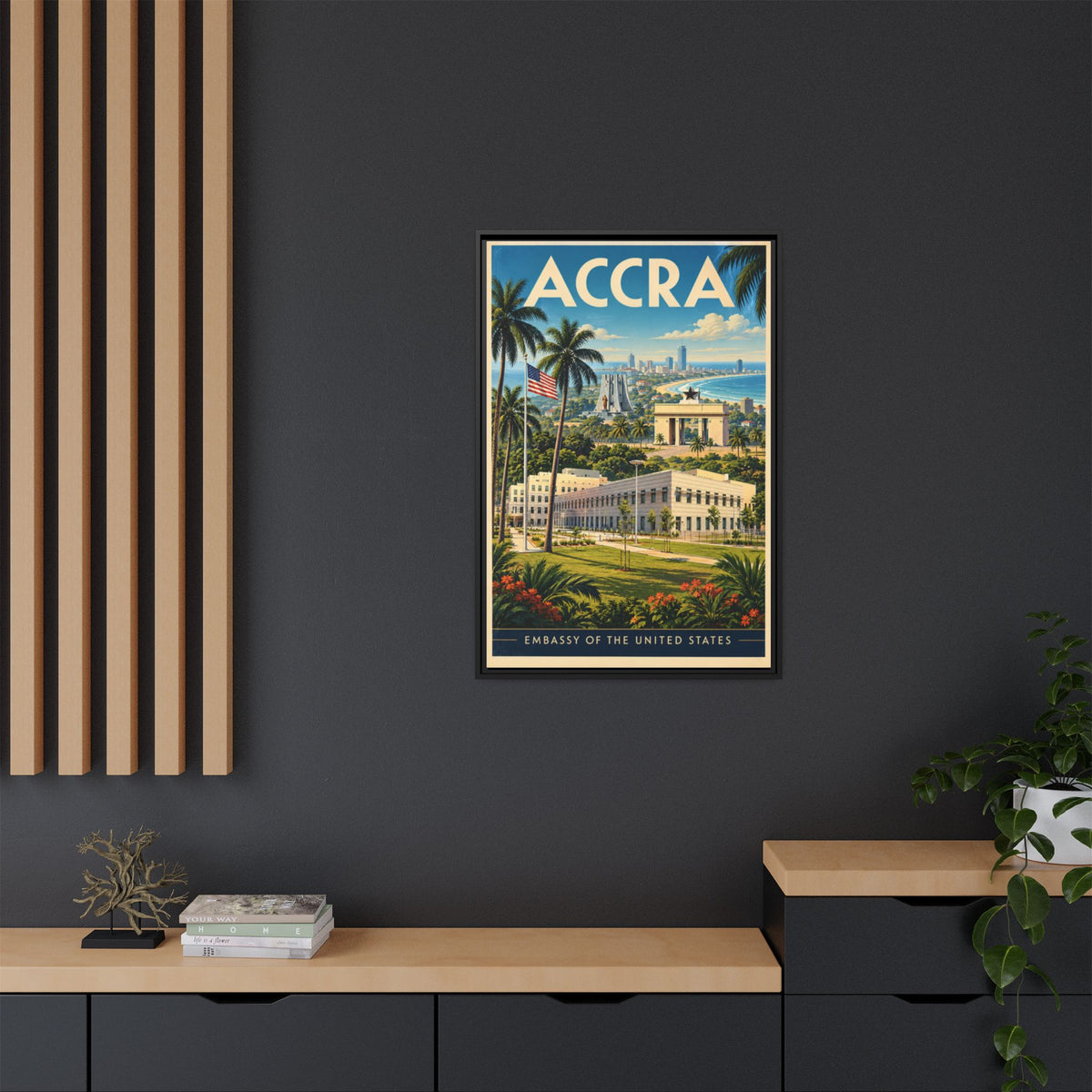 Accra Embassy Wrapped Canvas Framed