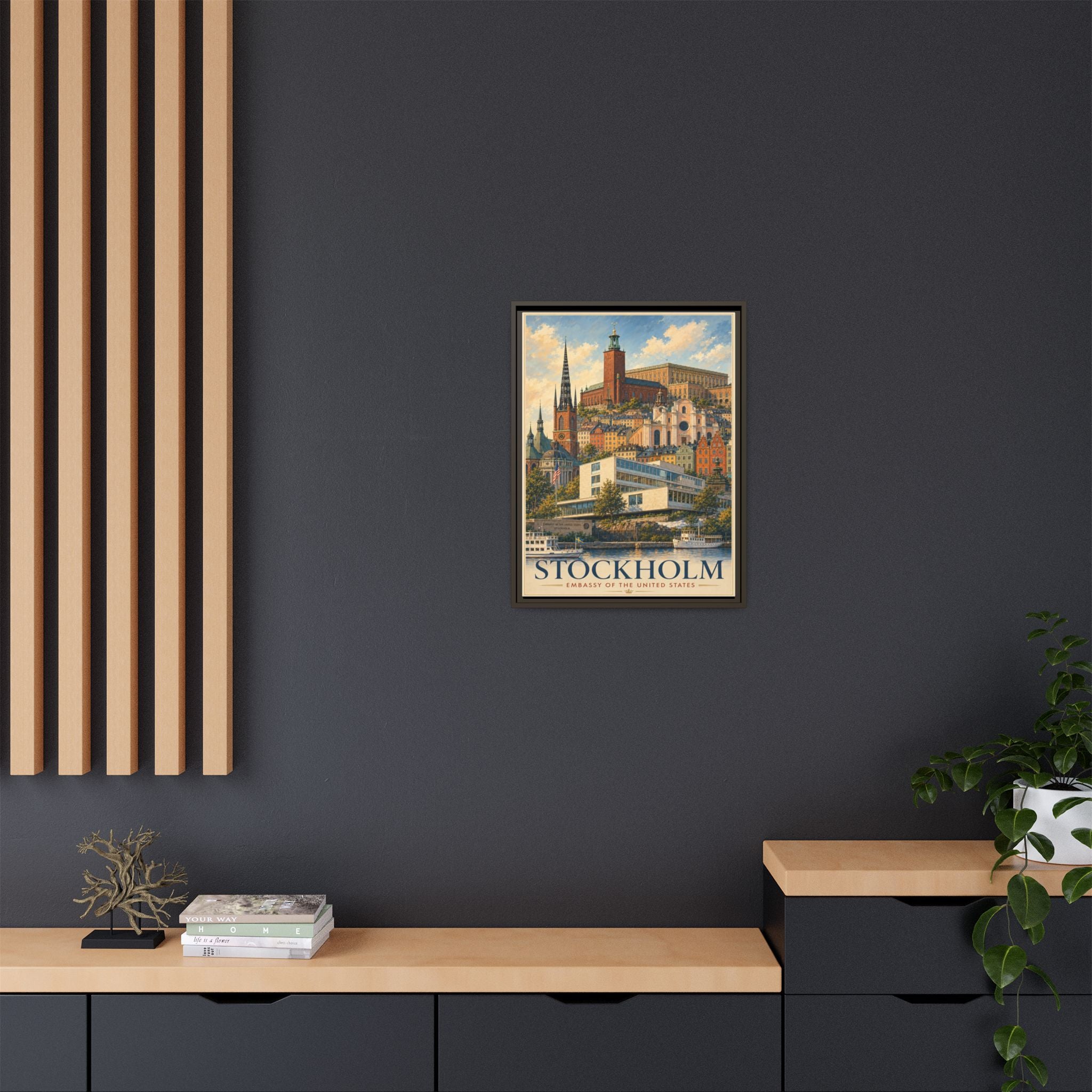 Stockholm Embassy Wrapped Canvas Framed