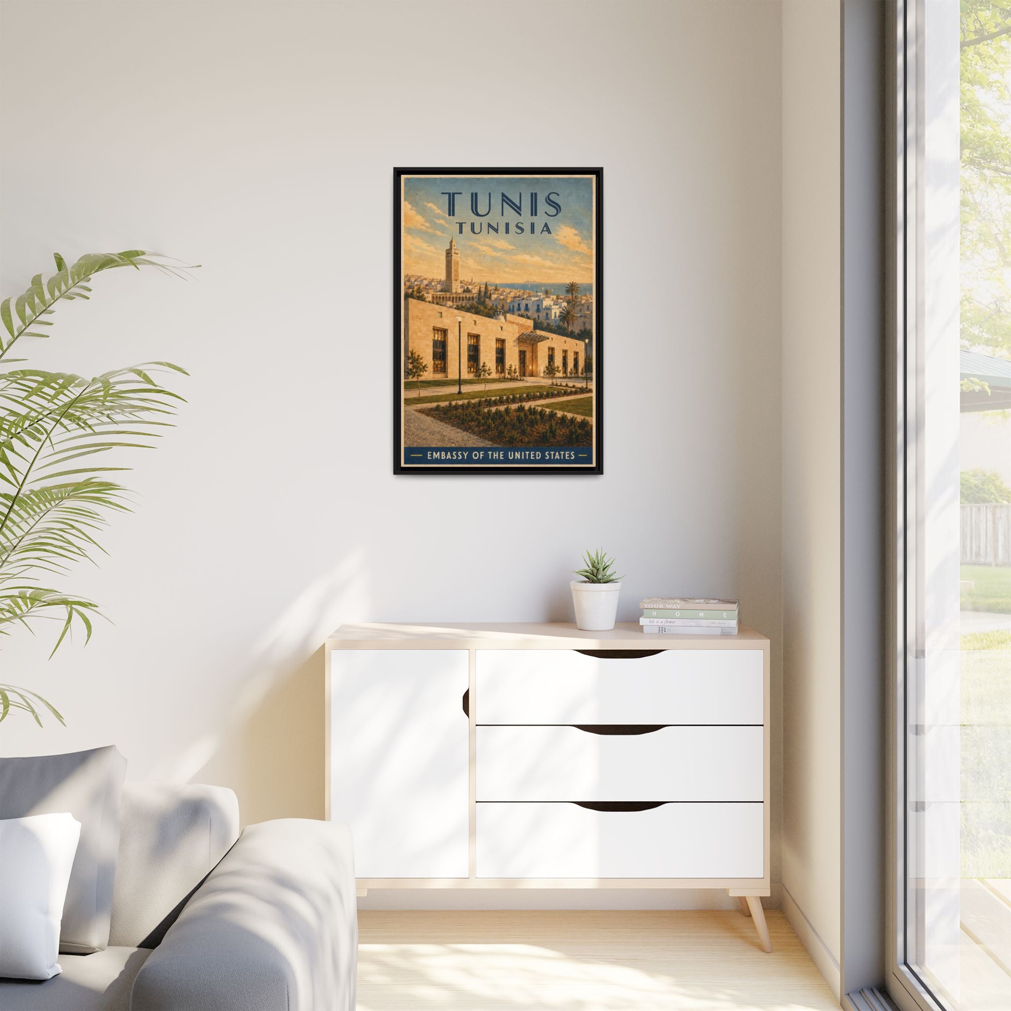 Tunis Embassy Wrapped Canvas Framed