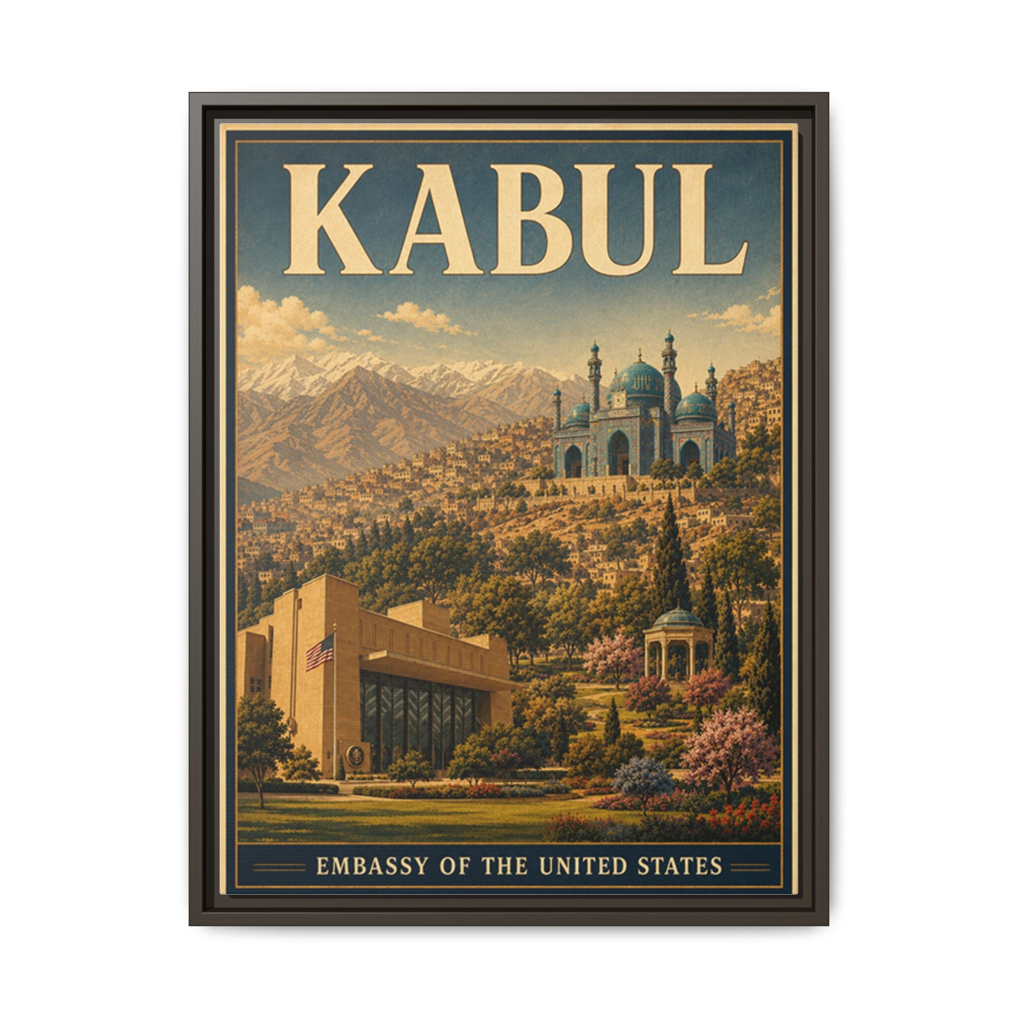 Kabul Embassy Wrapped Canvas Framed