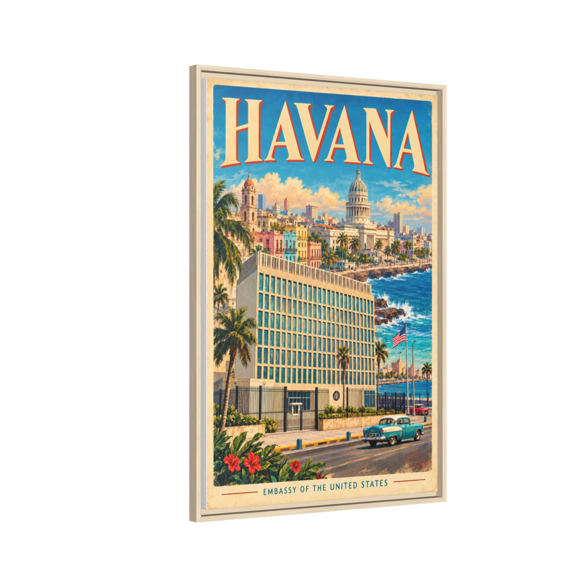 Havana Embassy Wrapped Canvas Framed
