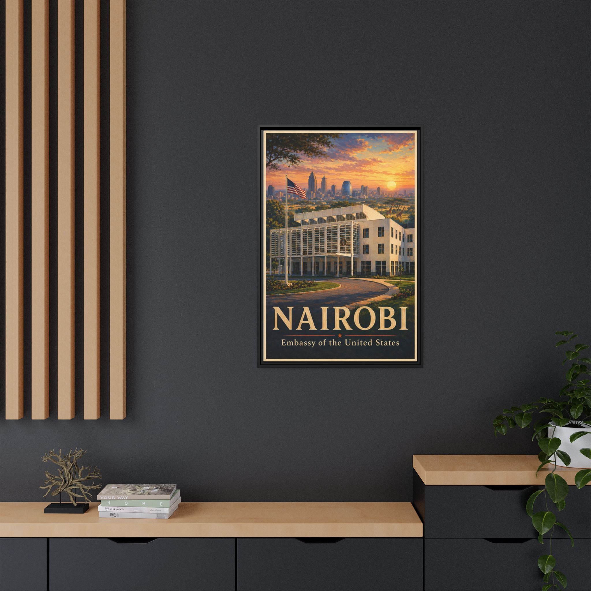 Nairobi Embassy Wrapped Canvas Framed