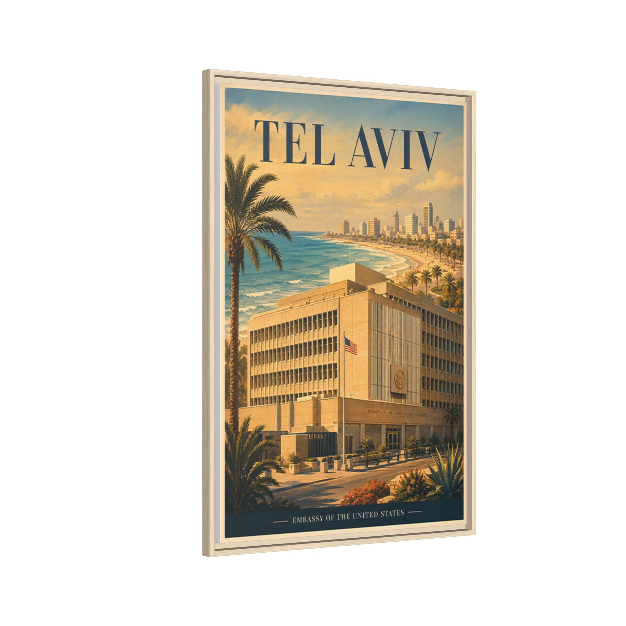 Tel Aviv Embassy Wrapped Canvas Framed
