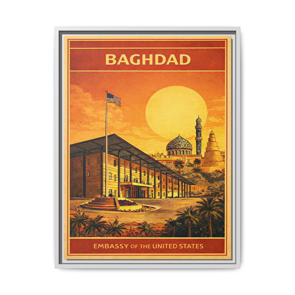Baghdad Embassy Wrapped Canvas Framed