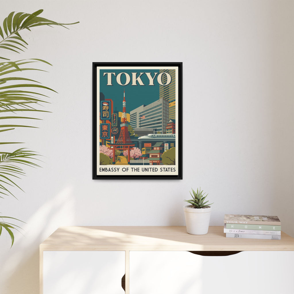 Tokyo Embassy Wrapped Canvas Framed