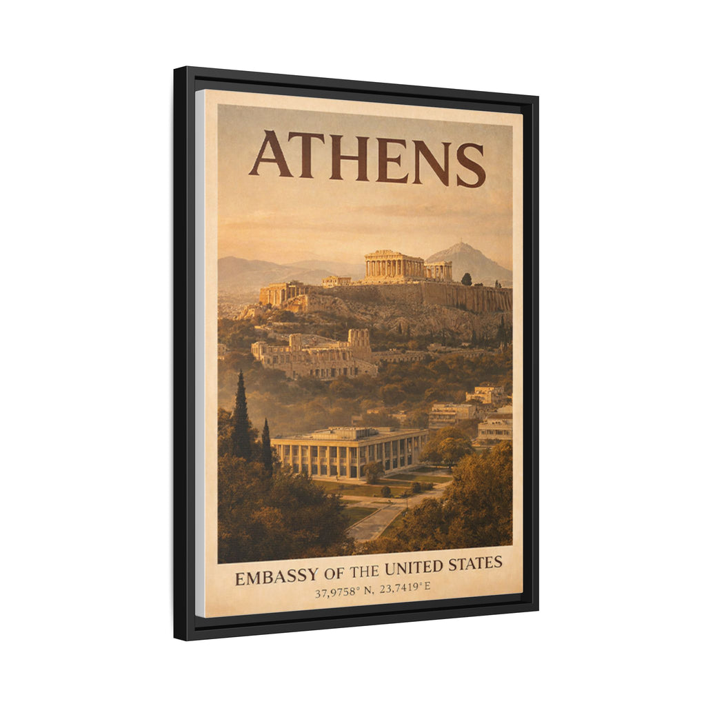 Athens Embassy Wrapped Canvas Framed
