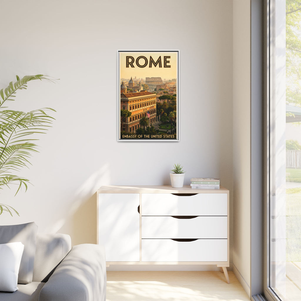 Rome Embassy Wrapped Canvas Framed