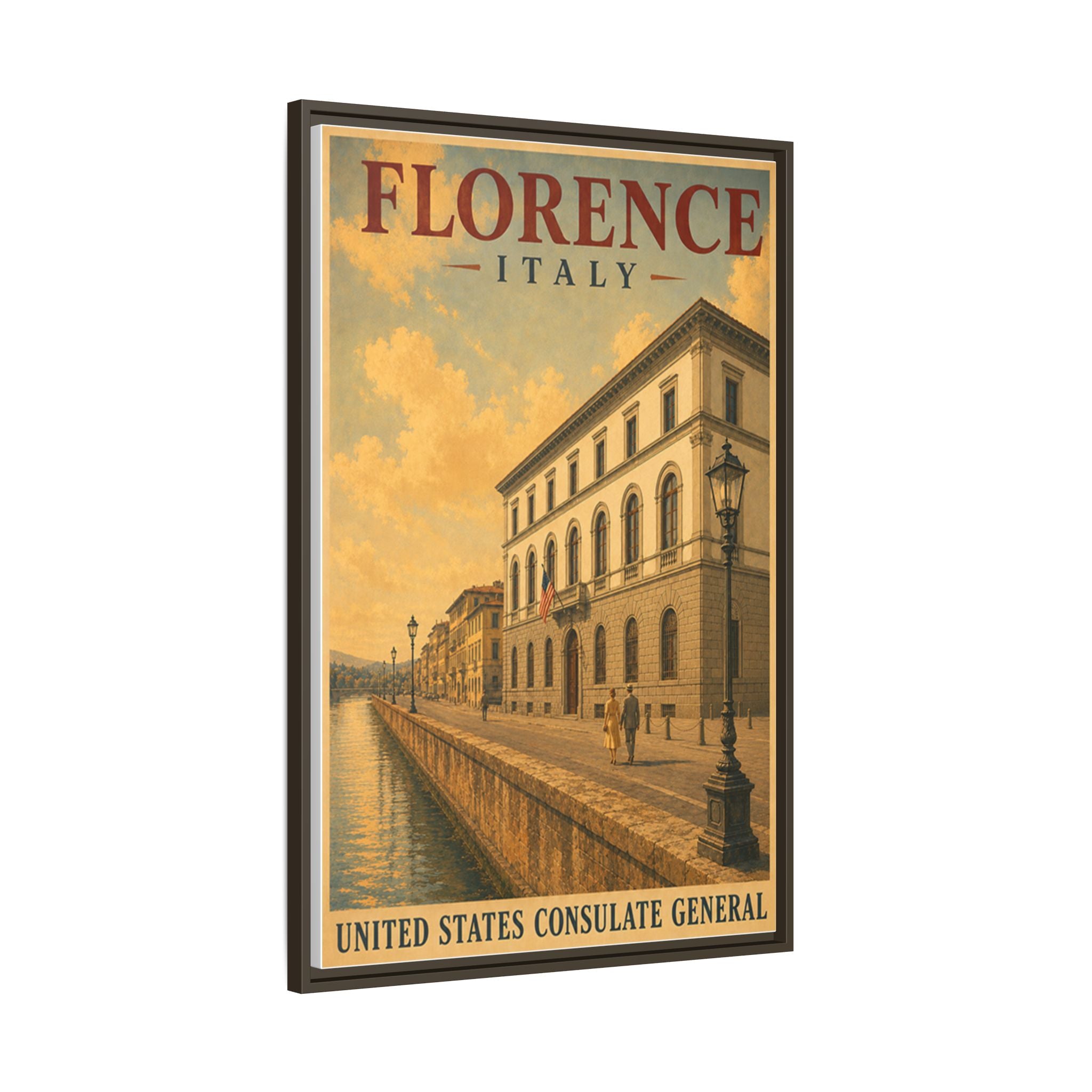 Florence Consulate General Wrapped Canvas Framed