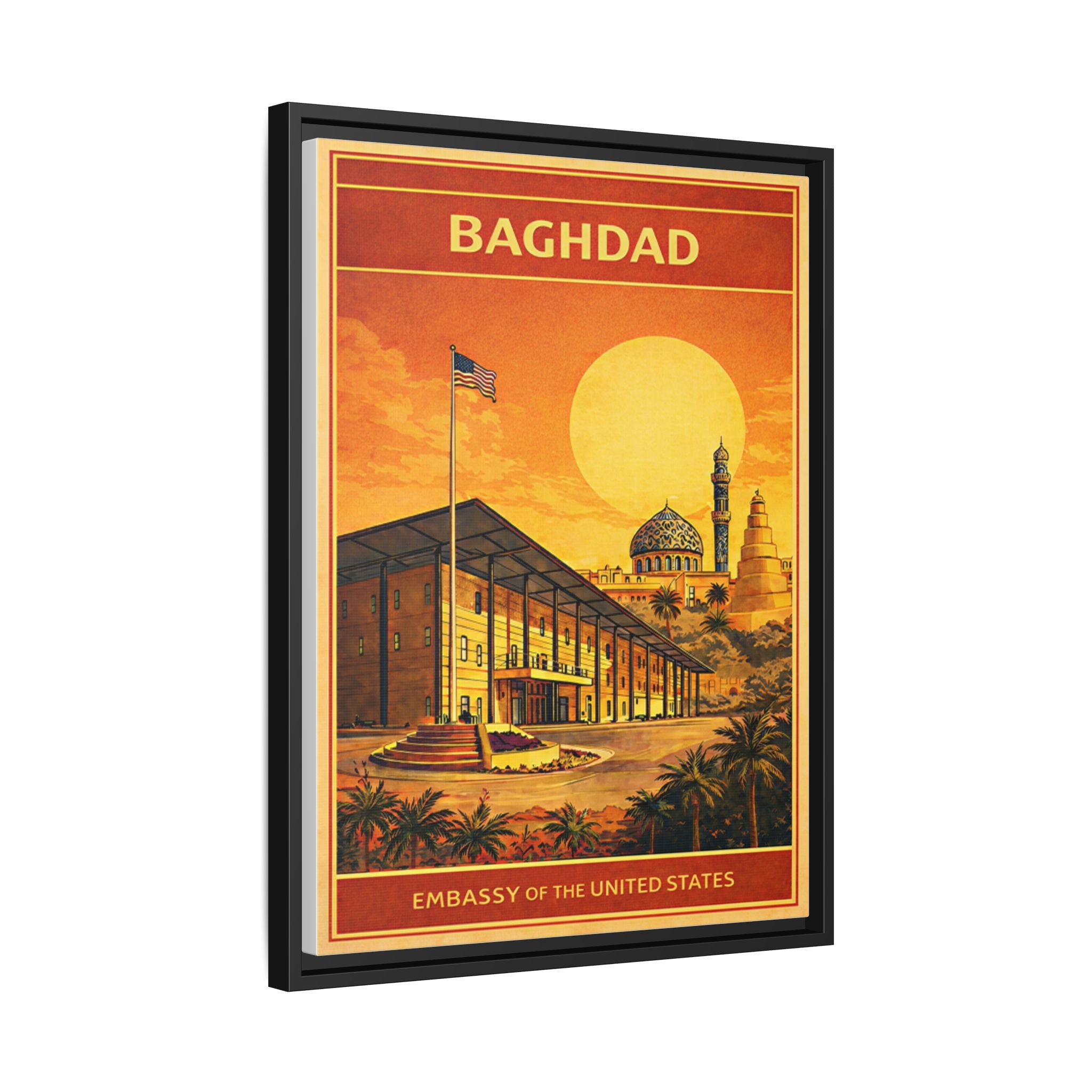 Baghdad Embassy Wrapped Canvas Framed