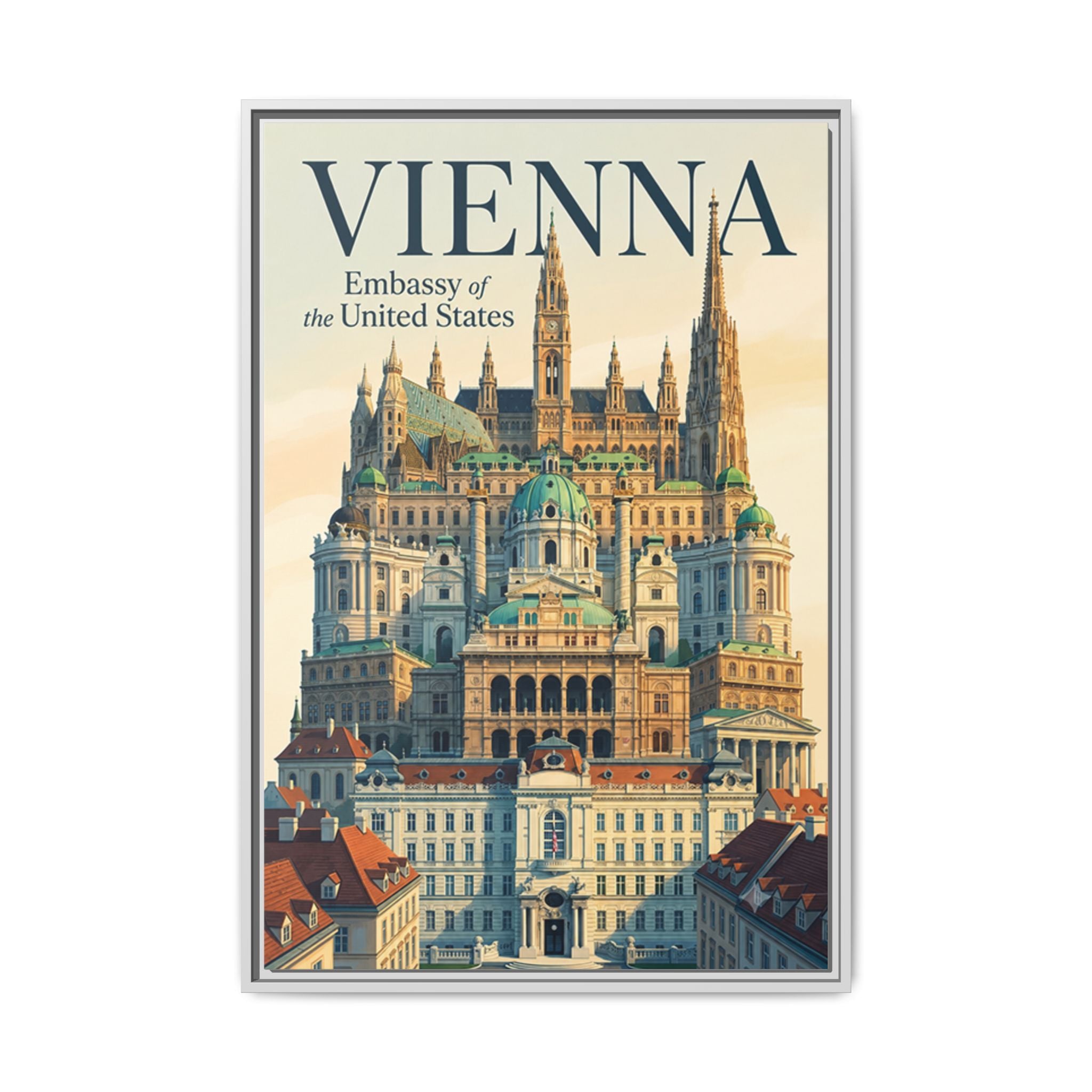 Vienna Embassy Wrapped Canvas Framed