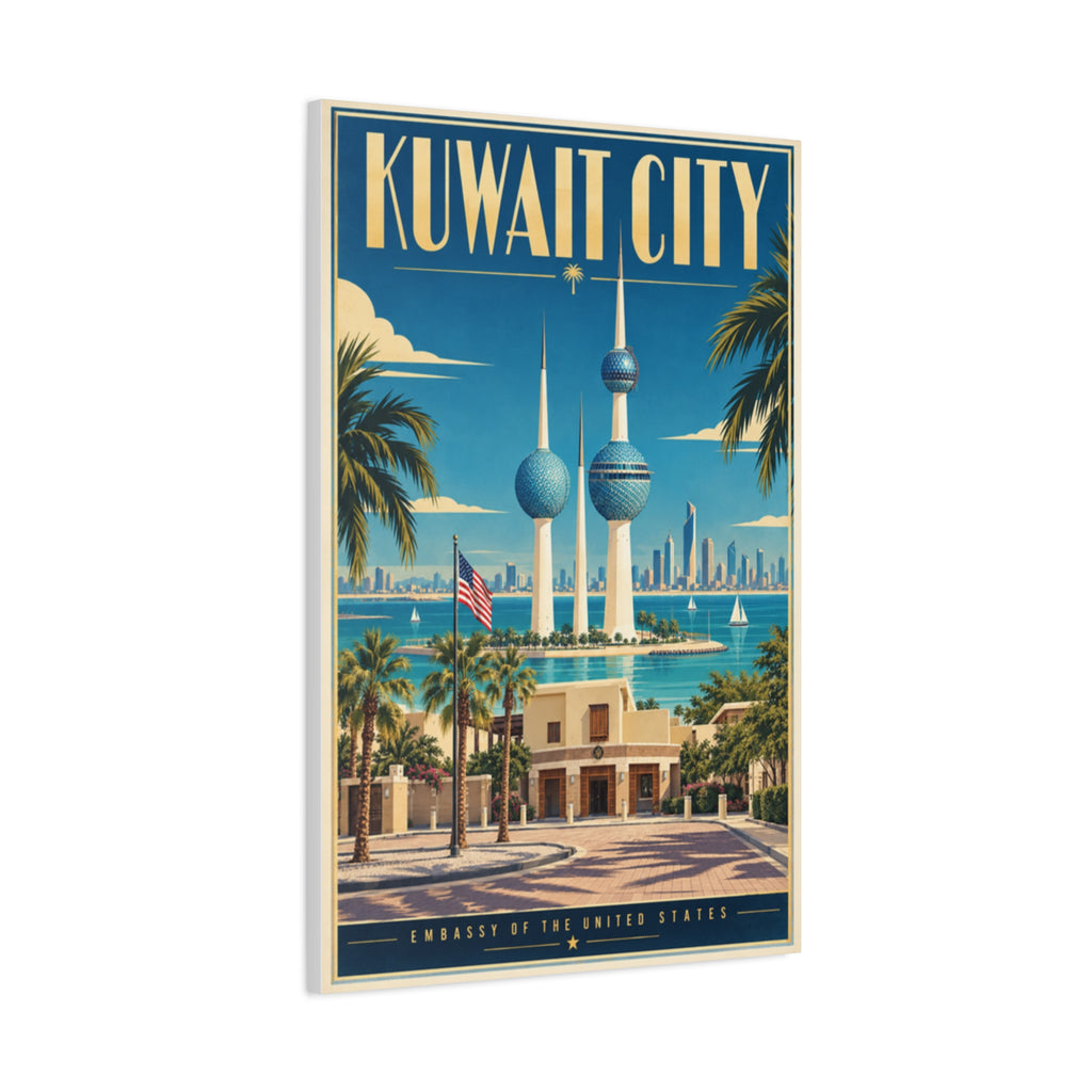 Kuwait City Embassy Wrapped Canvas