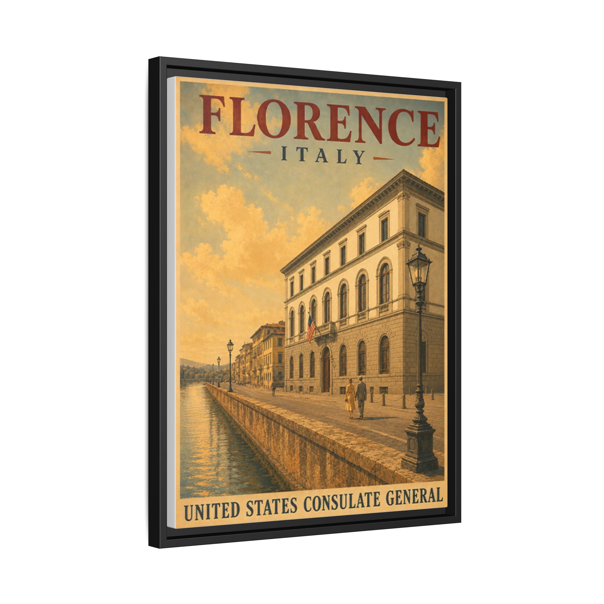 Florence Consulate General Wrapped Canvas Framed