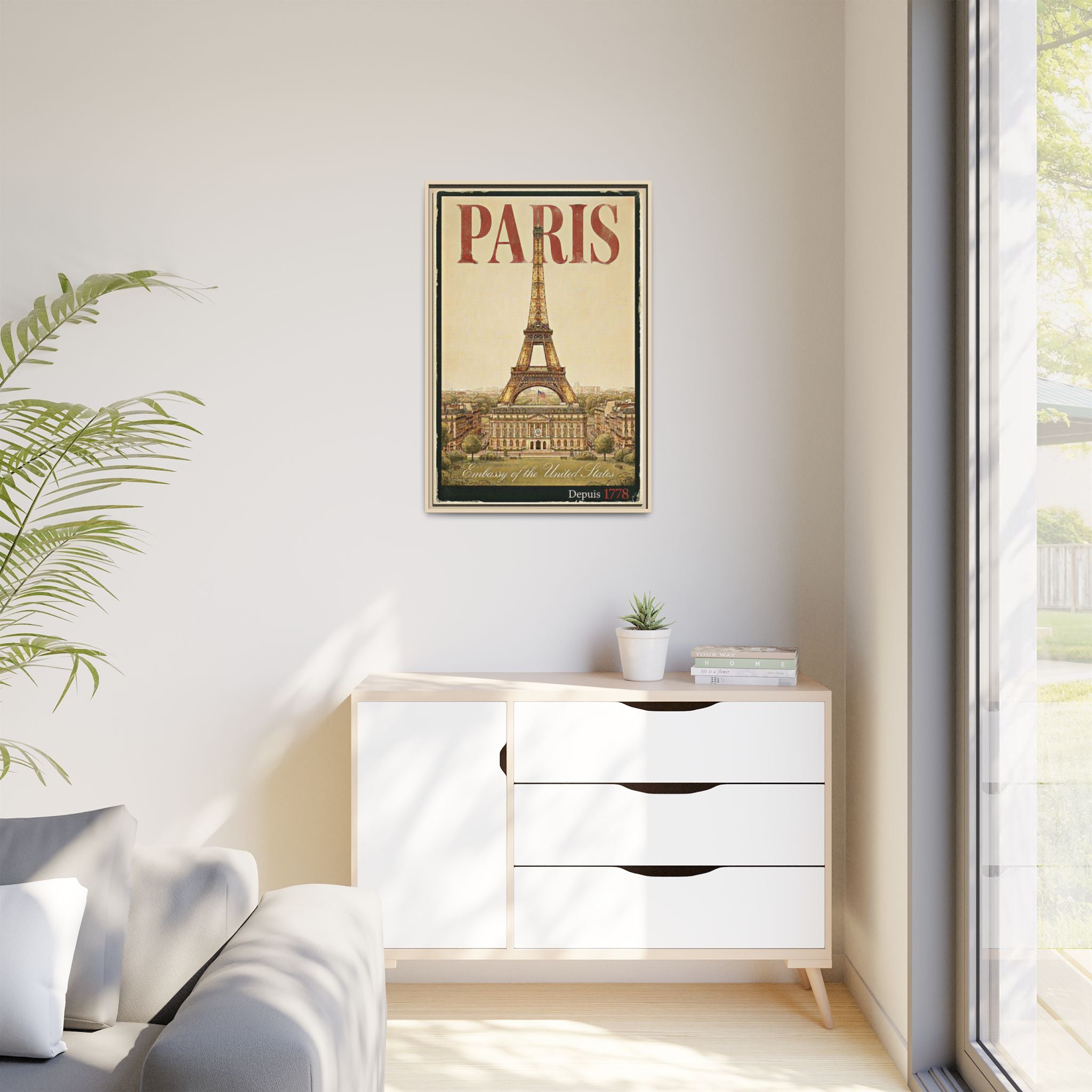 Paris Embassy Wrapped Canvas Framed