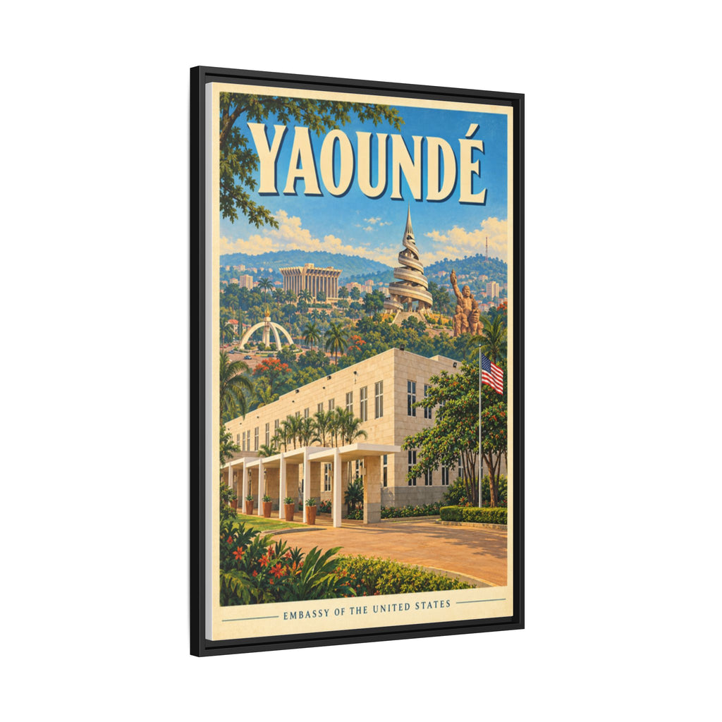 Yaoundé Embassy Wrapped Canvas Framed