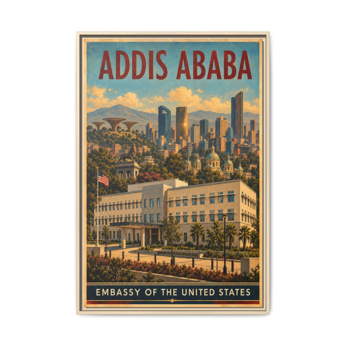 Addis Ababa Embassy Wrapped Canvas Framed