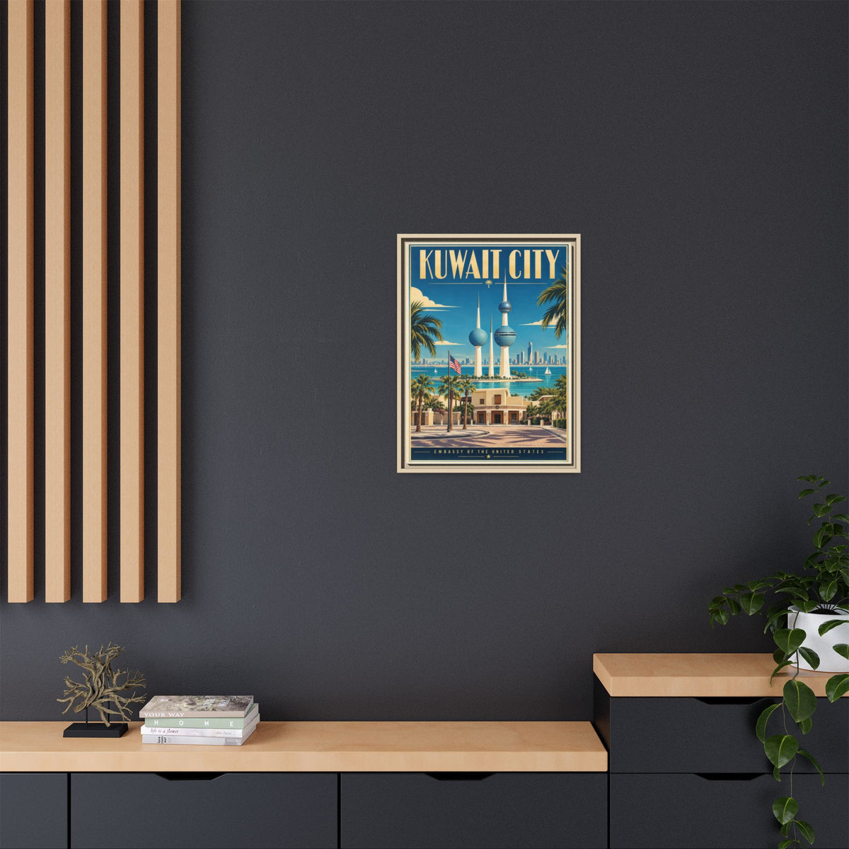 Kuwait City Embassy Wrapped Canvas Framed