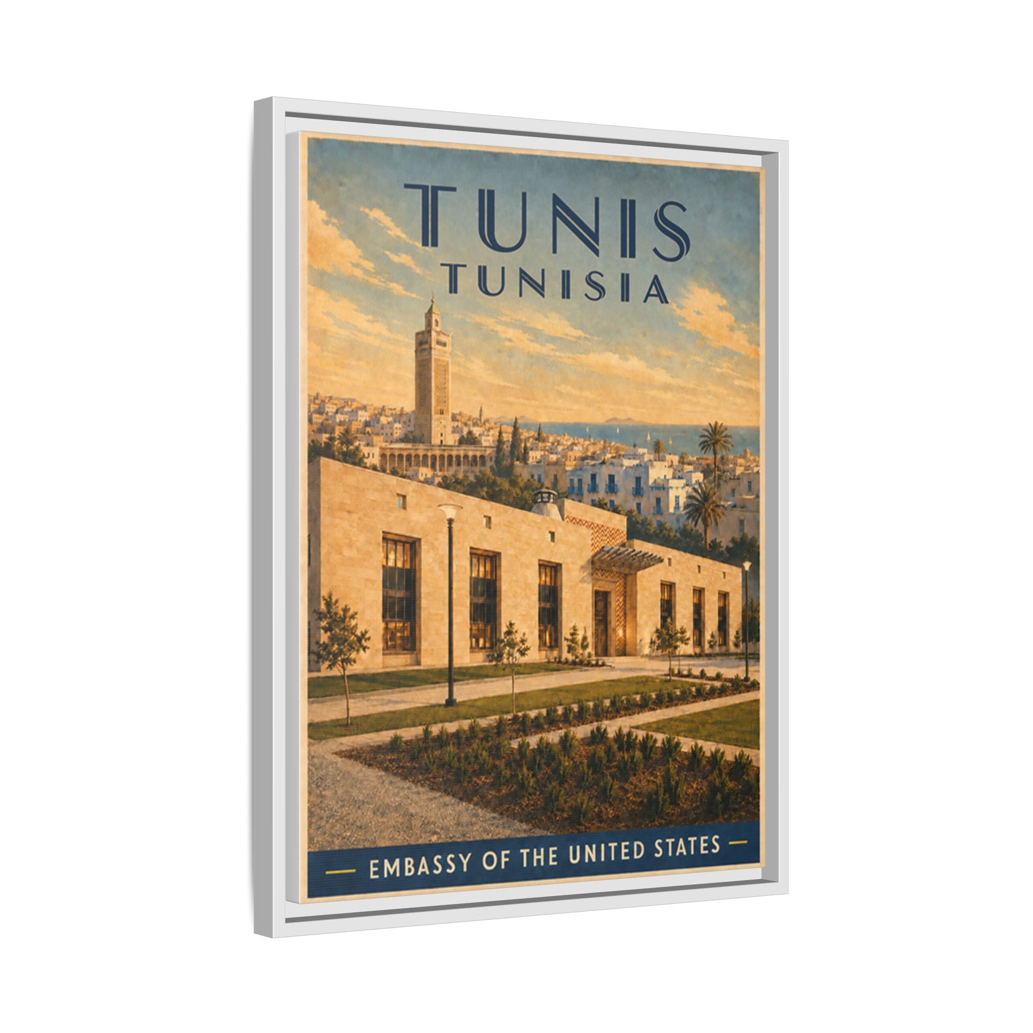 Tunis Embassy Wrapped Canvas Framed