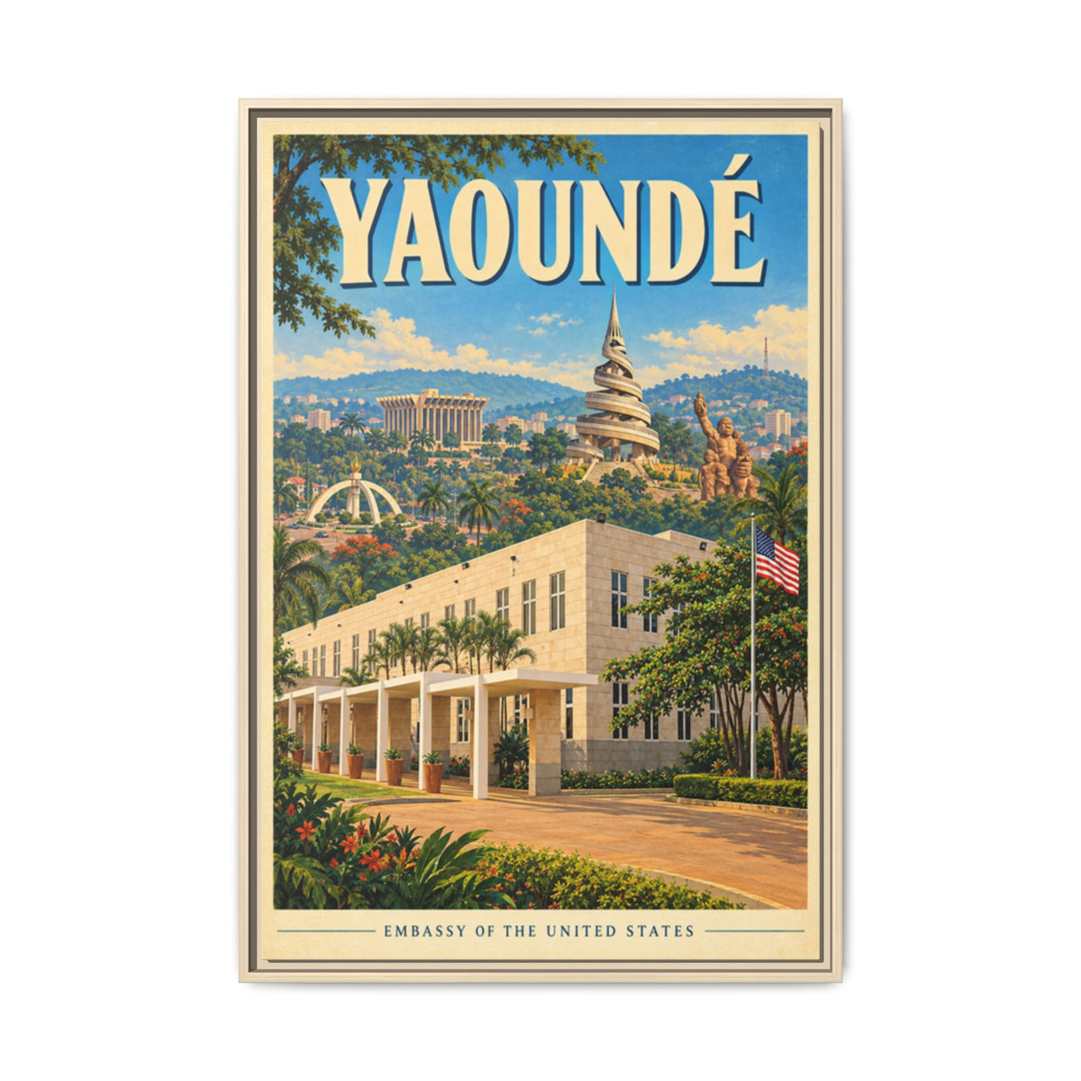 Yaoundé Embassy Wrapped Canvas Framed