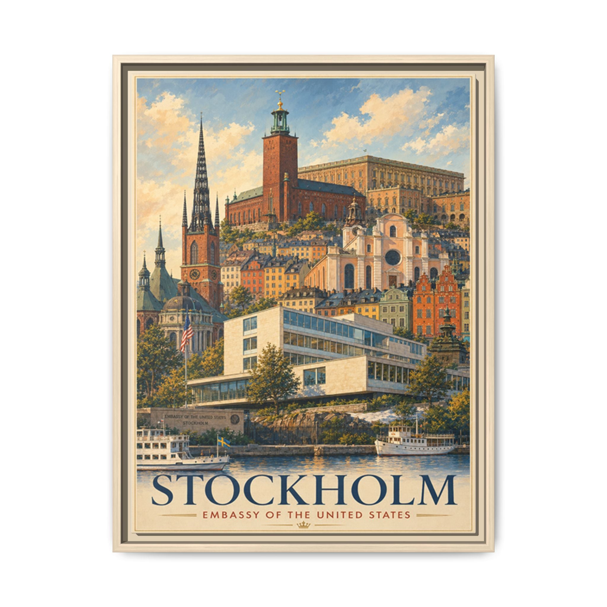 Stockholm Embassy Wrapped Canvas Framed