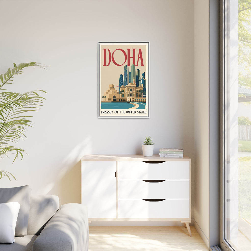 Doha Embassy Wrapped Canvas Framed
