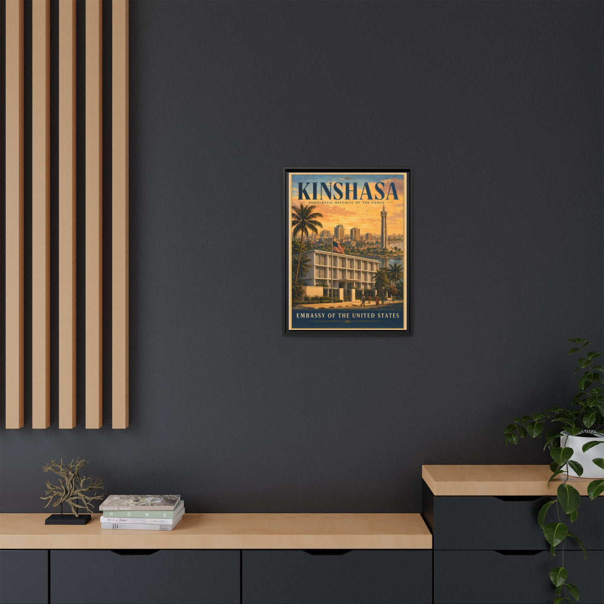Kinshasa Embassy Wrapped Canvas Framed