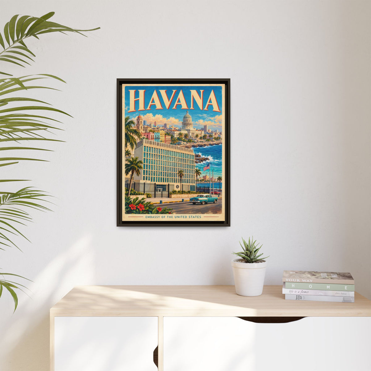 Havana Embassy Wrapped Canvas Framed