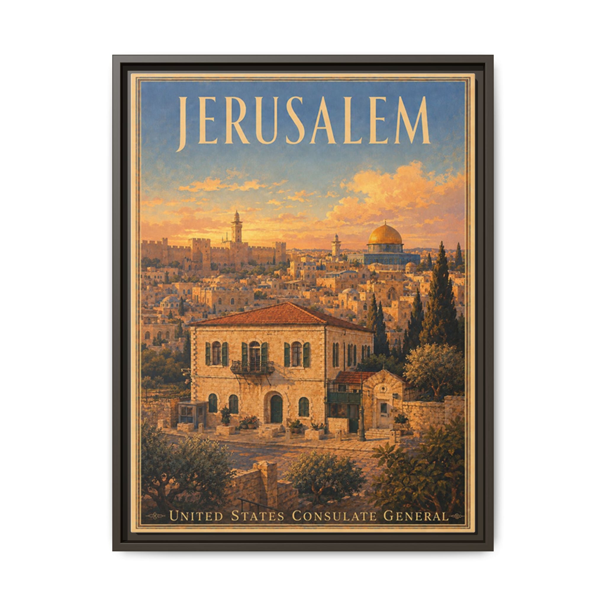 Jerusalem Consulate General Wrapped Canvas Framed