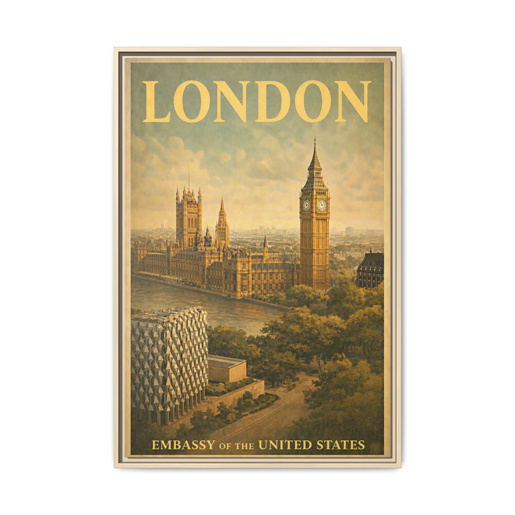 London Embassy Wrapped Canvas Framed