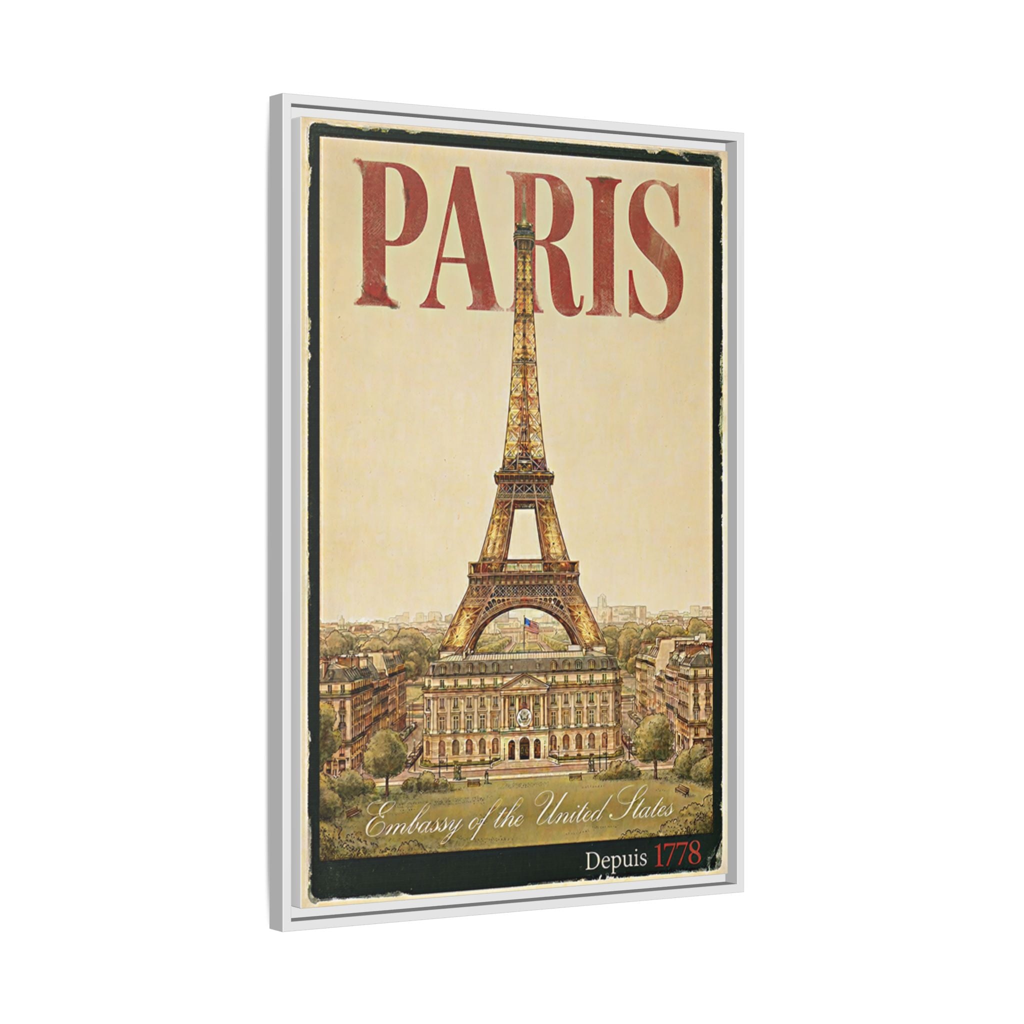 Paris Embassy Wrapped Canvas Framed