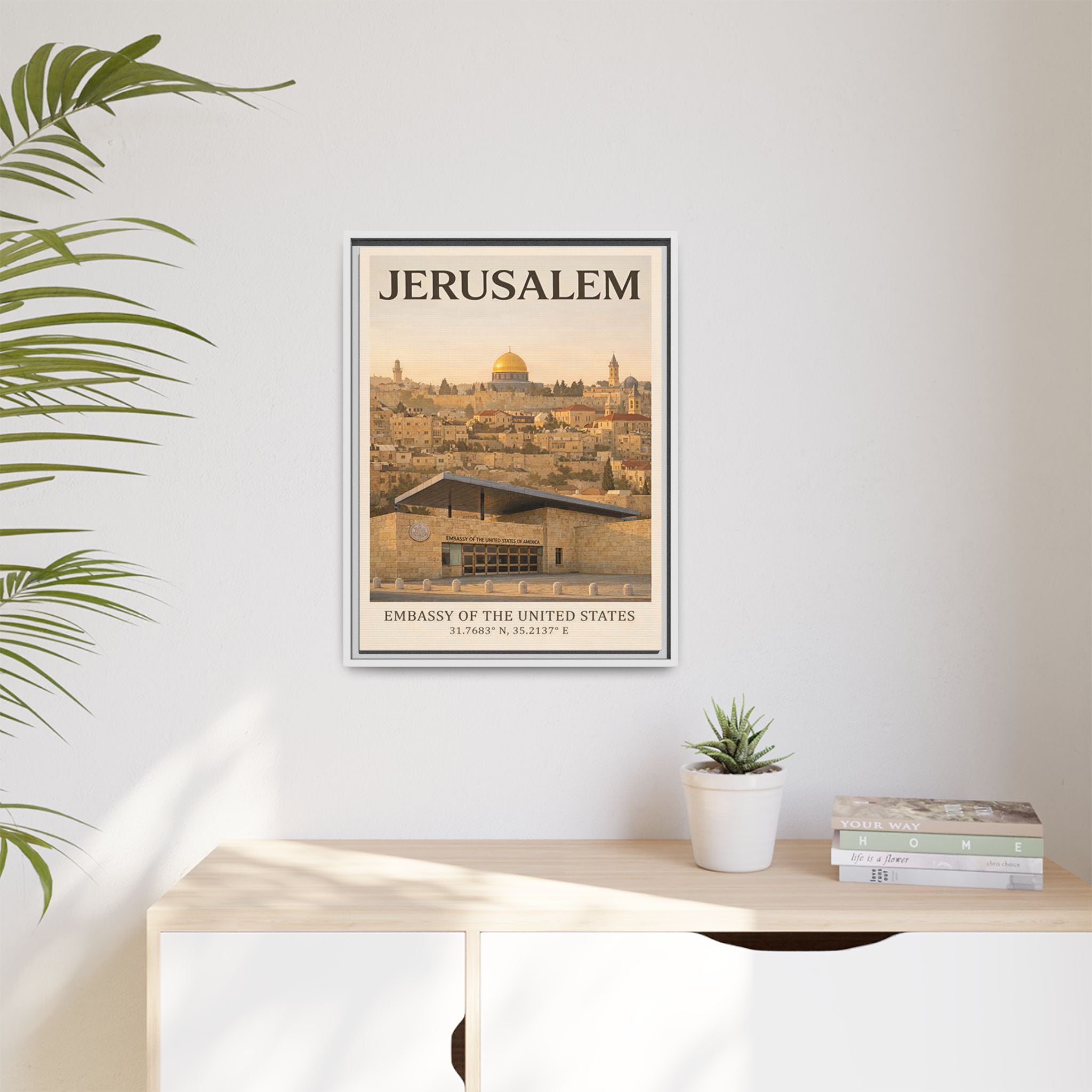 Jerusalem Embassy Wrapped Canvas Framed